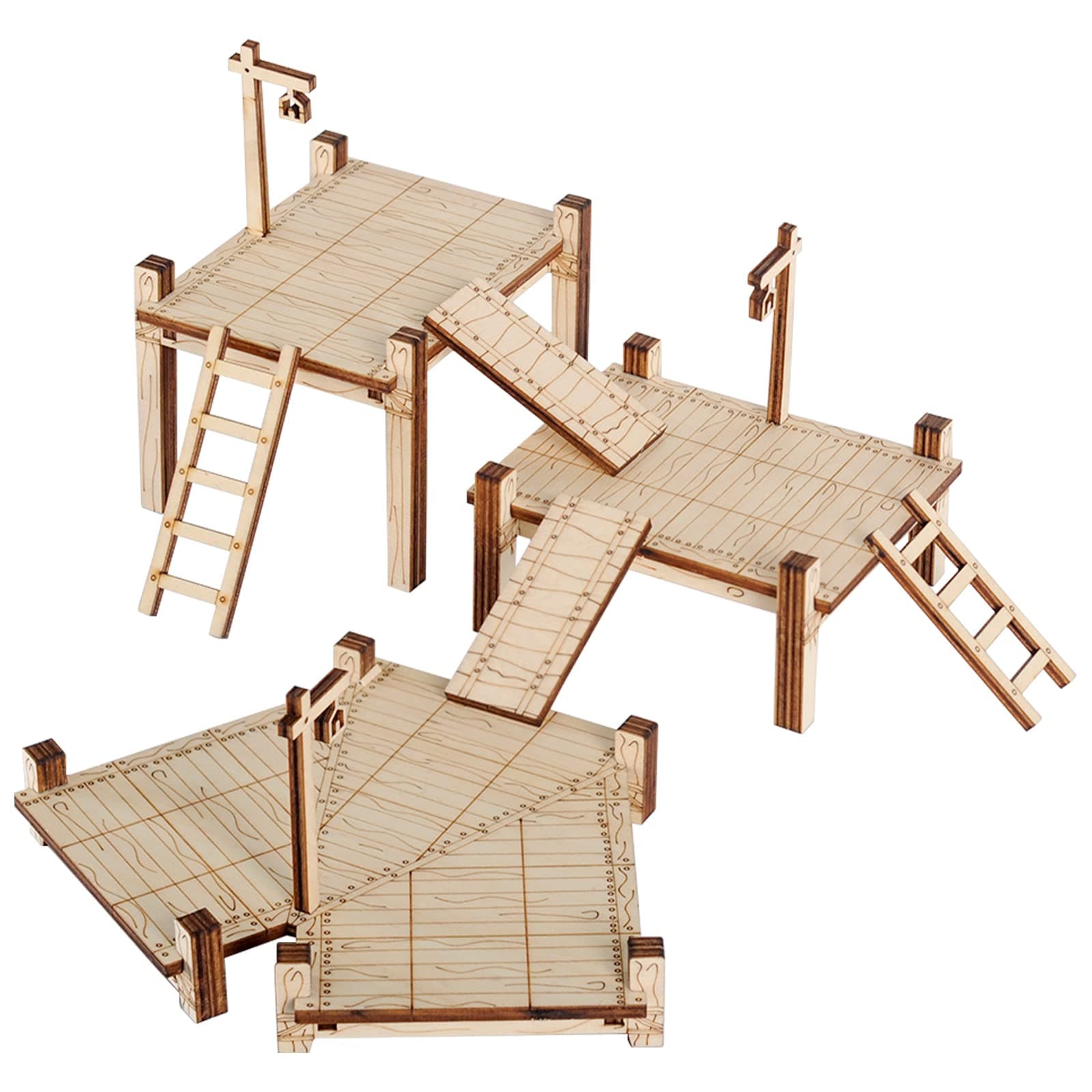 CZYY (style2) - D & D Modular Bridge, Dock, Walkway Expansion Set 7PCS Wood Laser Cut Dungeon Terrain for Pathfinder, Dungeons & Dragons and Other Tabletop RPG