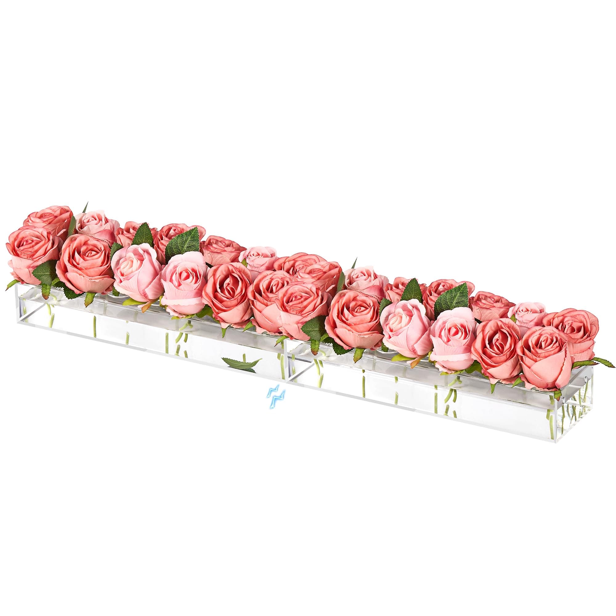 2 Pieces Acrylic Flower Vase Rectangular - Clear Floral Centerpiece for Dining Table Each 14 Inches, Connect to Form 28 Inches Long Rectangle Acrylic Vase for Home Wedding Dining Table Decor
