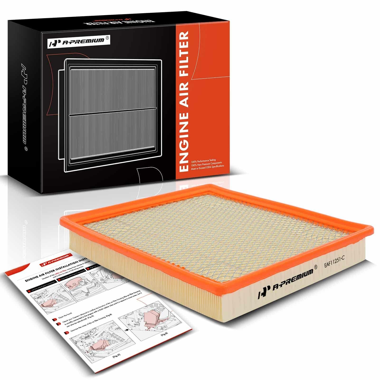 A-Premium Engine Air Filter Compatible with Buick Regal & Cadillac XTS & Chevrolet Impala, Malibu, Malibu Limited, 2013-2020, 2.0L 2.5L 3.6L, Flexible Panel, Replace# CA11251, 22989313