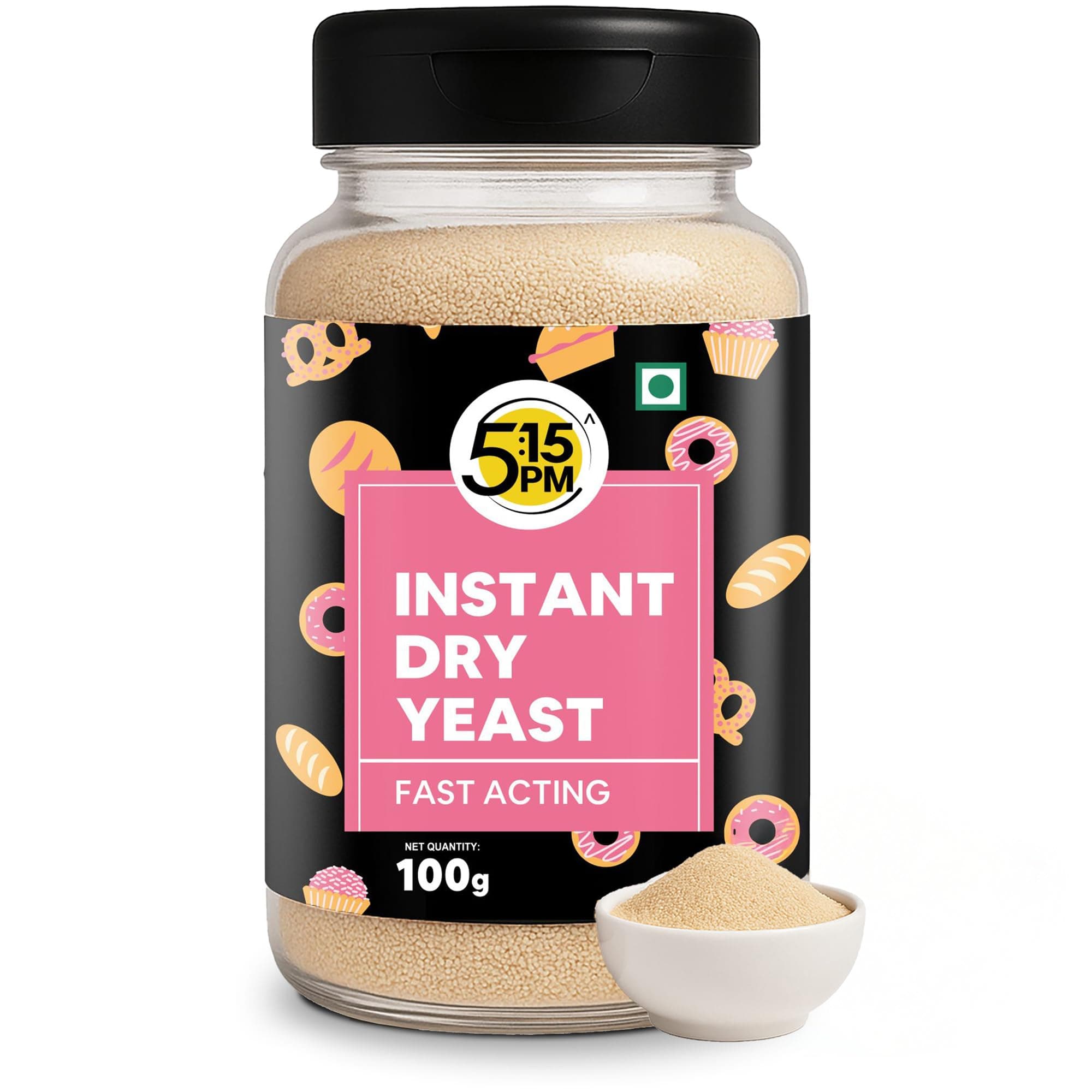 - 5:15pm Instant & Active Dry Yeast Powder For Baking 100g | Yeast For Bread Making At Home For Dough, Pizza, Cakes All-purpose