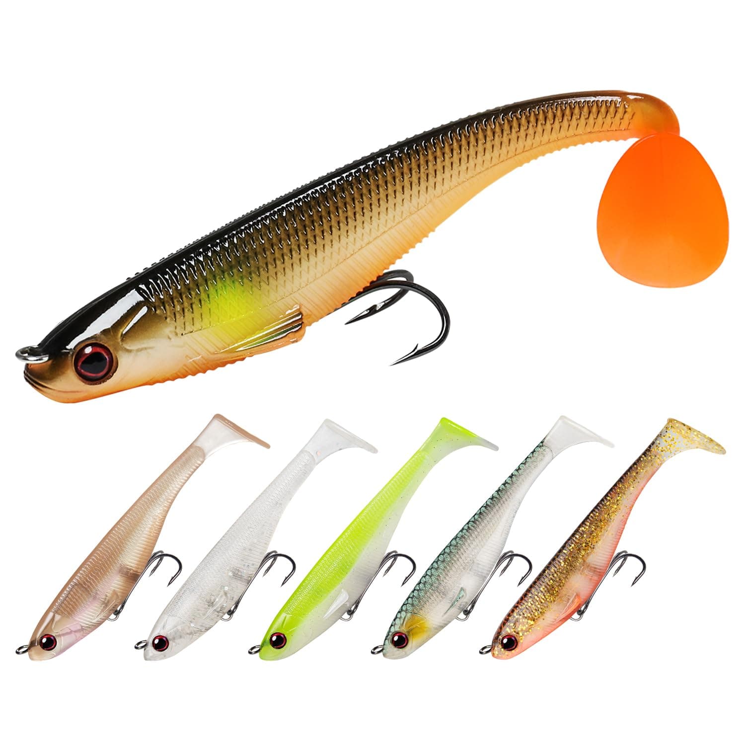 Easy Catch Pre-Rigged Soft Lures, Unique Vibrating Swim Action and Trembly Sinking Move for More Bites, Amazing Soft Swimbait for Family Fishing, Fishing Lures for Bass Trout Pike Perch