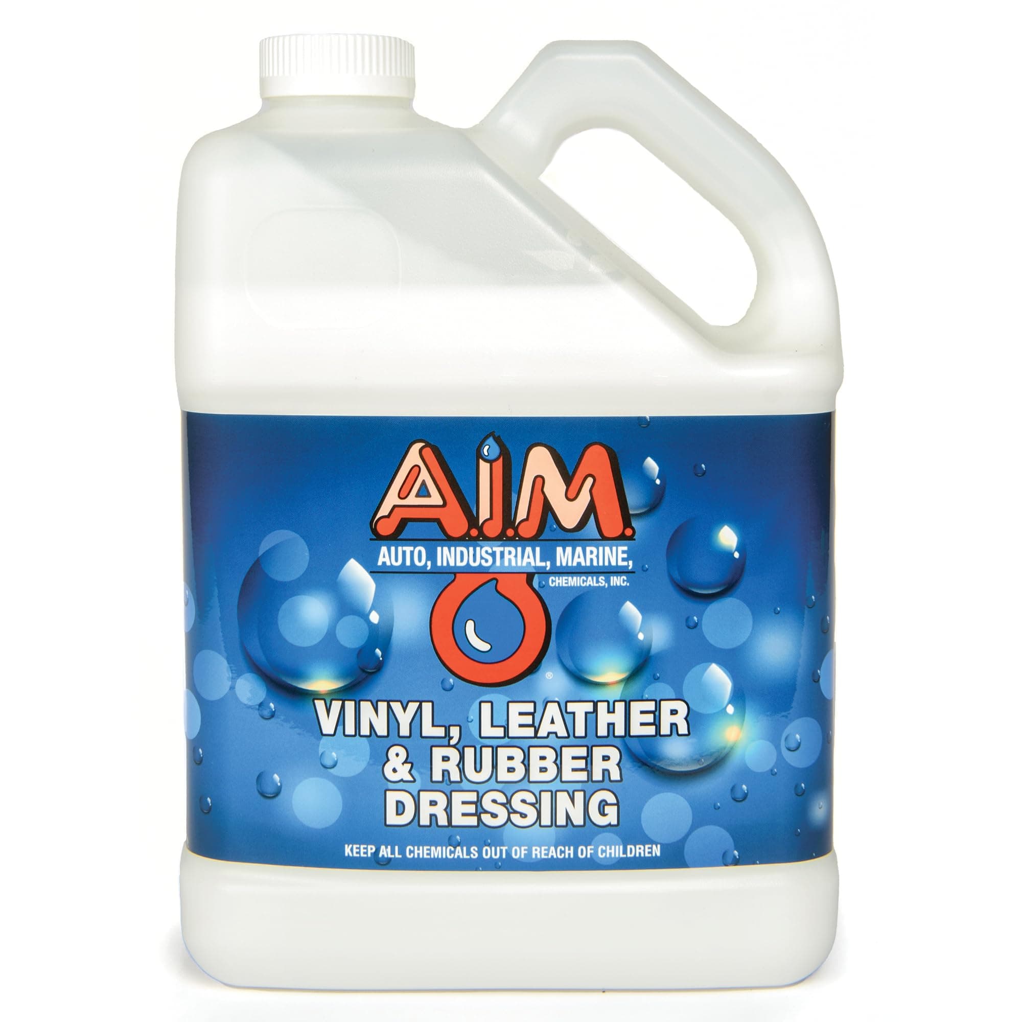 AIM Chemicals Vinyl Leather Rubber Multi-Purpose Dressing -Effective UV Protection -Leather Cleaner & Conditioner -Suitable for Interiors, Exteriors, Engines -Anti-Static -Water-Based for Cars, 1 Gal
