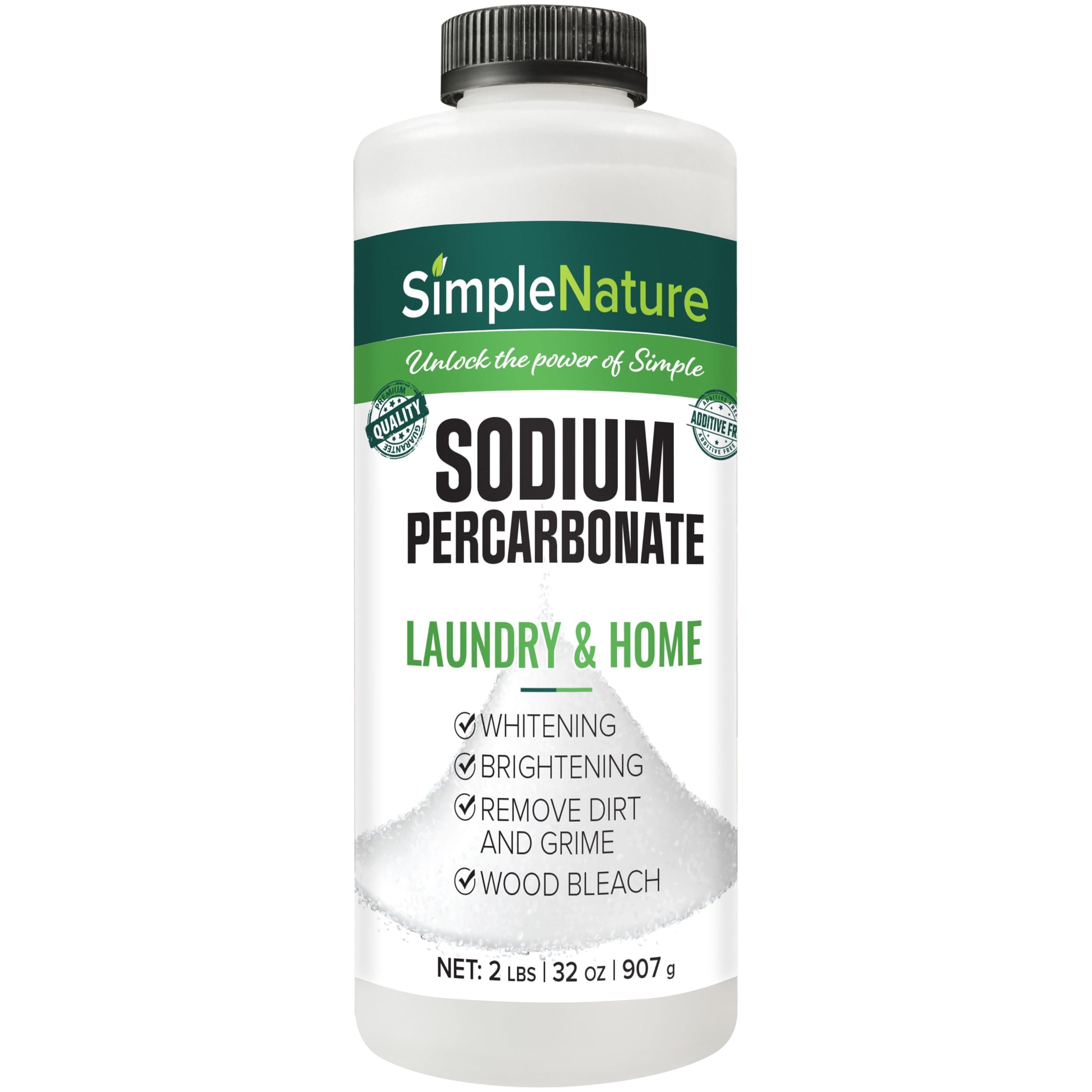 Sodium Percarbonate (2 lbs) - Versatile Non-toxic Biodegradable Scent-Free Cleaner for Home, Laundry, and Decking - Pure Oxygen Bleach - Convenient Container with Scoop
