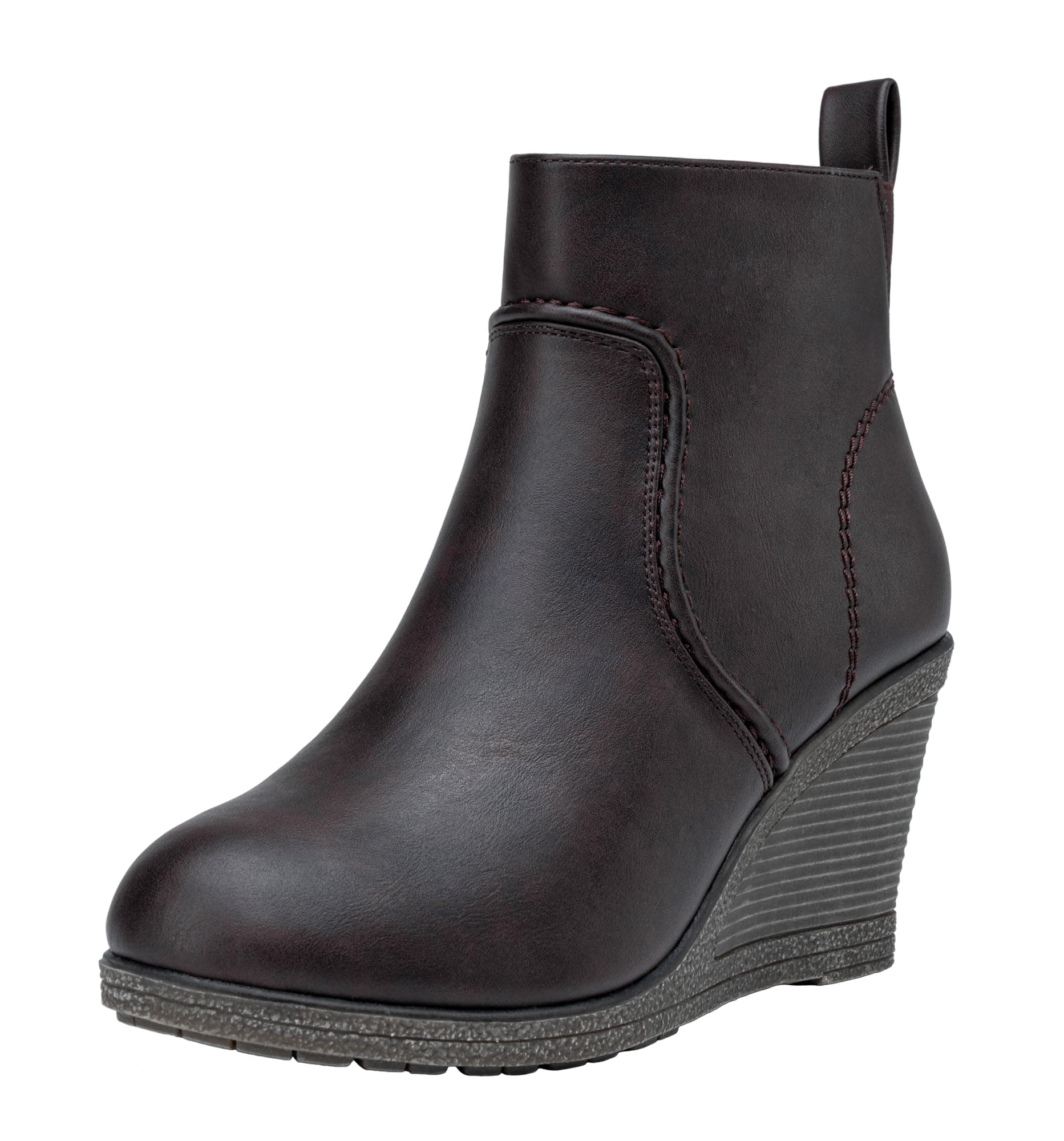 Vepose Women's 9679 Low Wedge Boots, Comfortable Ankle Booties with Inside Zipper