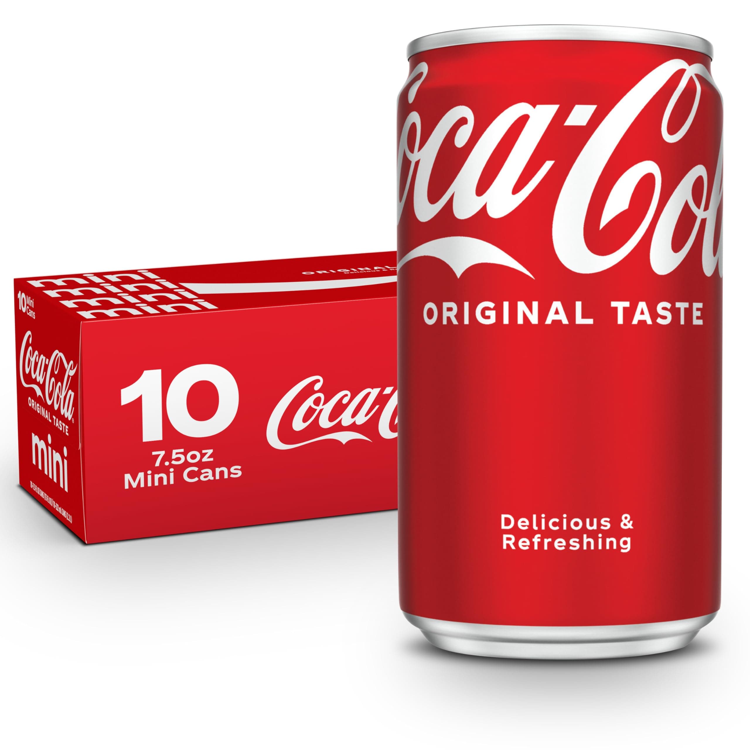 Coca-Cola Soda Soft Drink Fridge Pack Mini Cans, 7.5 fl oz, 10 Pack