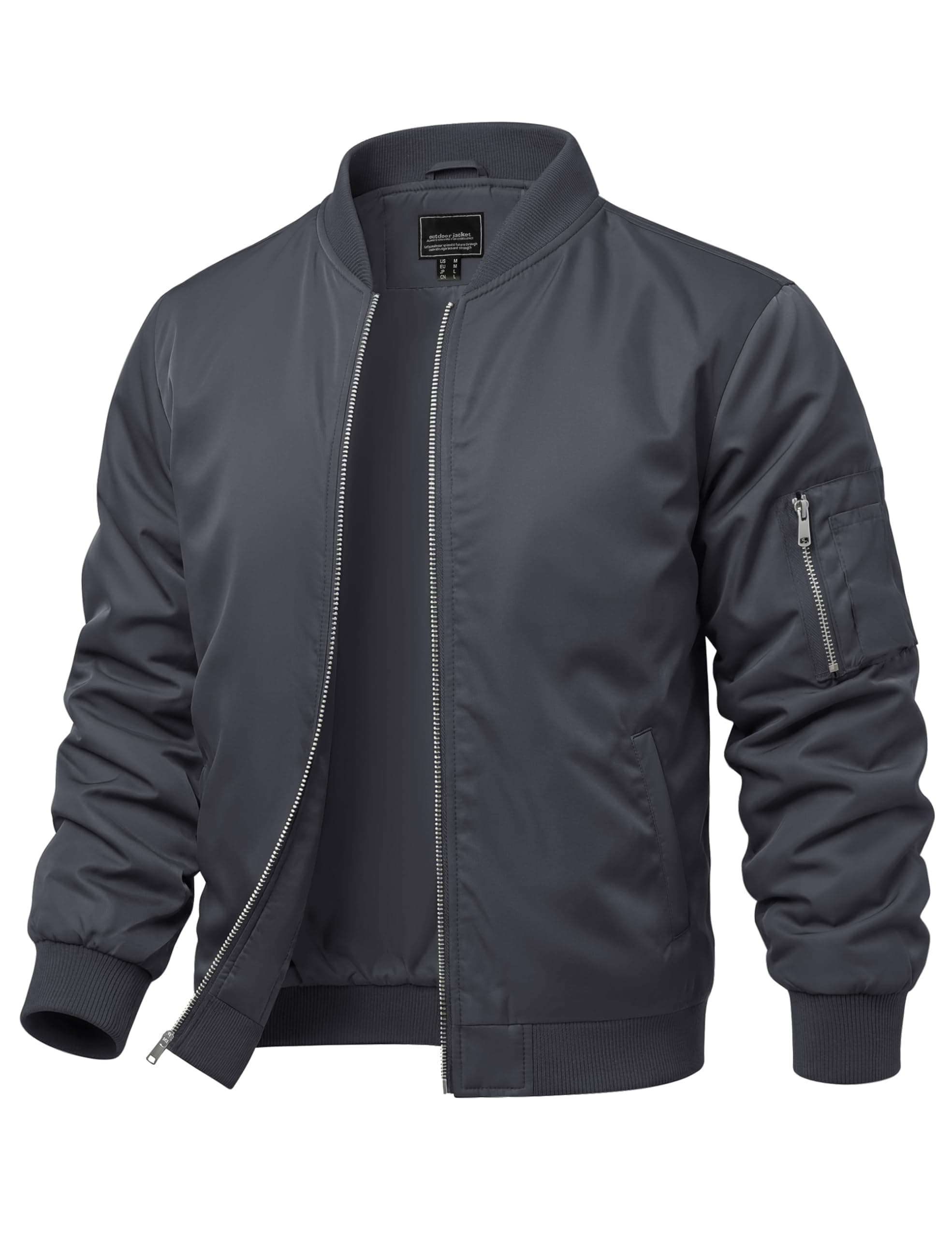 Men's Bomber Jacket Lightweight Fall Winter Casual Windbreaker Full Zip Outwear Coat