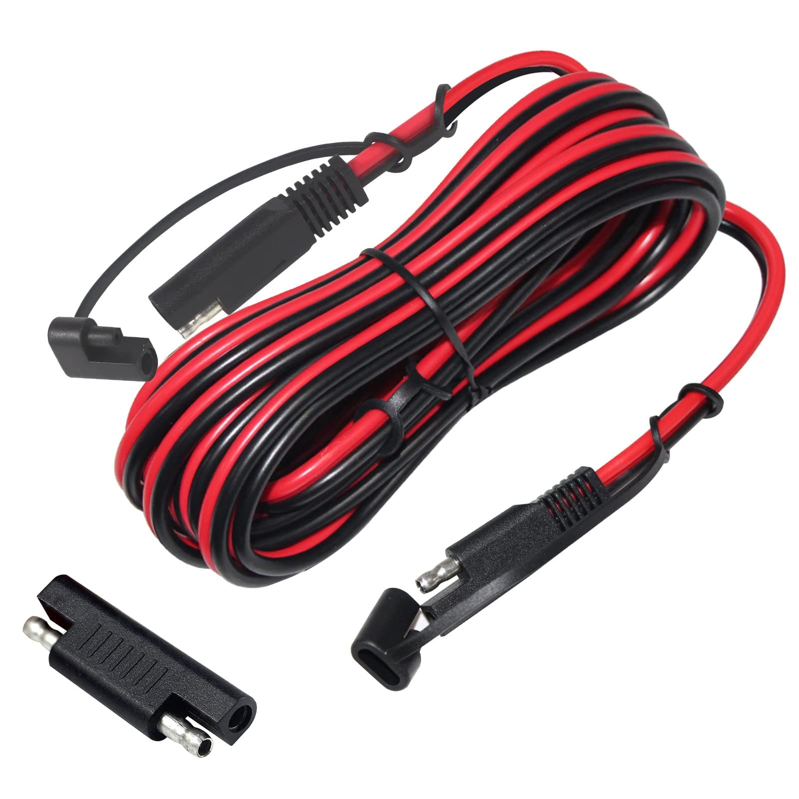 25FT Sae to Sae 2 Pin Extension Cable DC Power 16awg Heavy Duty Battery Quick Disconnect/Connect Wire Harness Connectors with Dust Cap battery charger cable