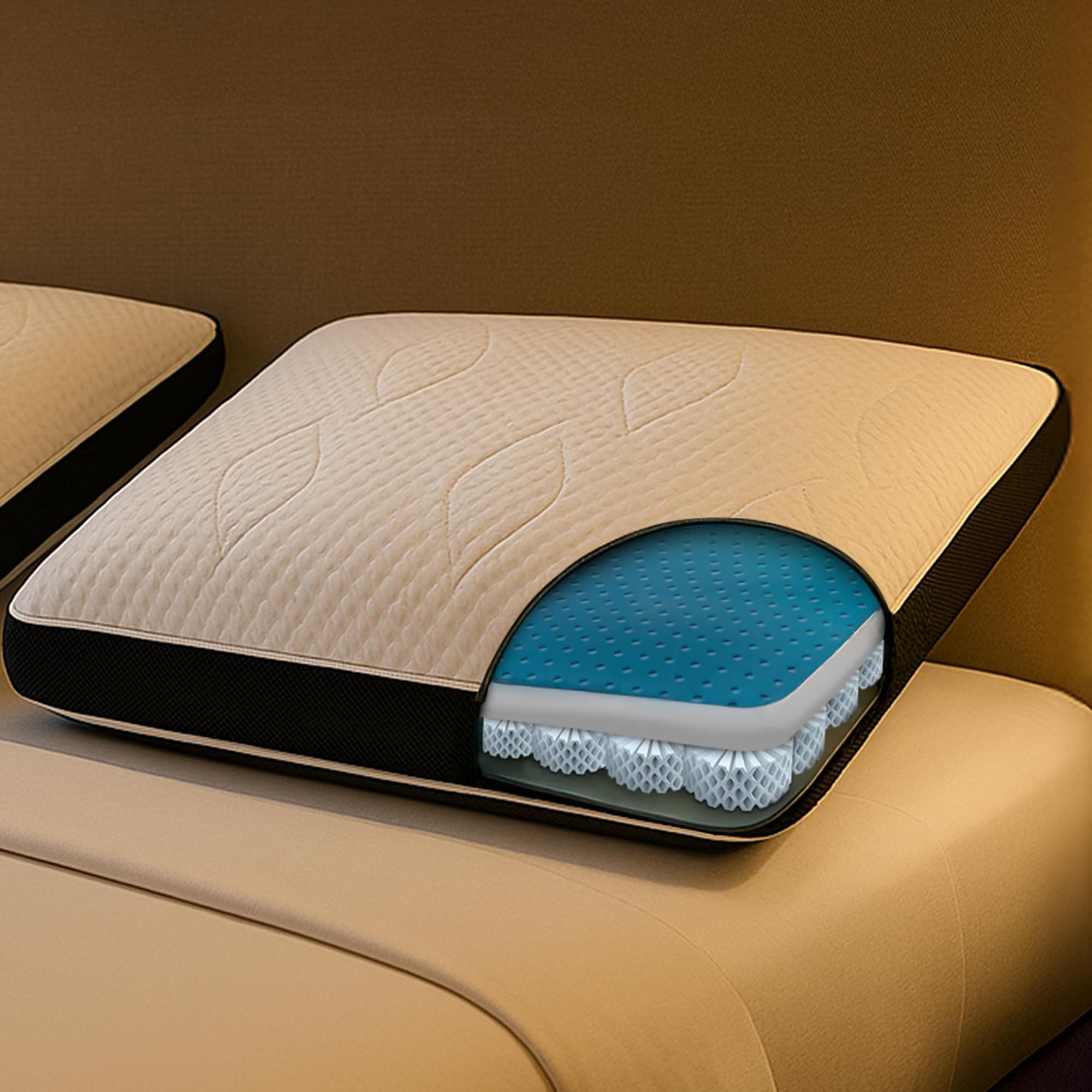 Dark Queen Bed Pillow with Octaspring Technology, Reversible Breathable Gel and Memory Foam for Neck and Shoulder Support, Ideal for Side, Back, or Stomach Sleepers - 1pc