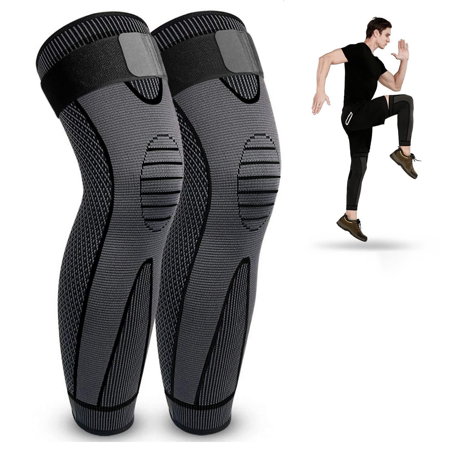 Leg Compression Sleeve Full Leg 2 Pack Long Knee Brace for Men Women Knee Support Protector for Running,Weightlifting, Workout, Relieve joint discomfort, Meniscus Tear, (XXL)