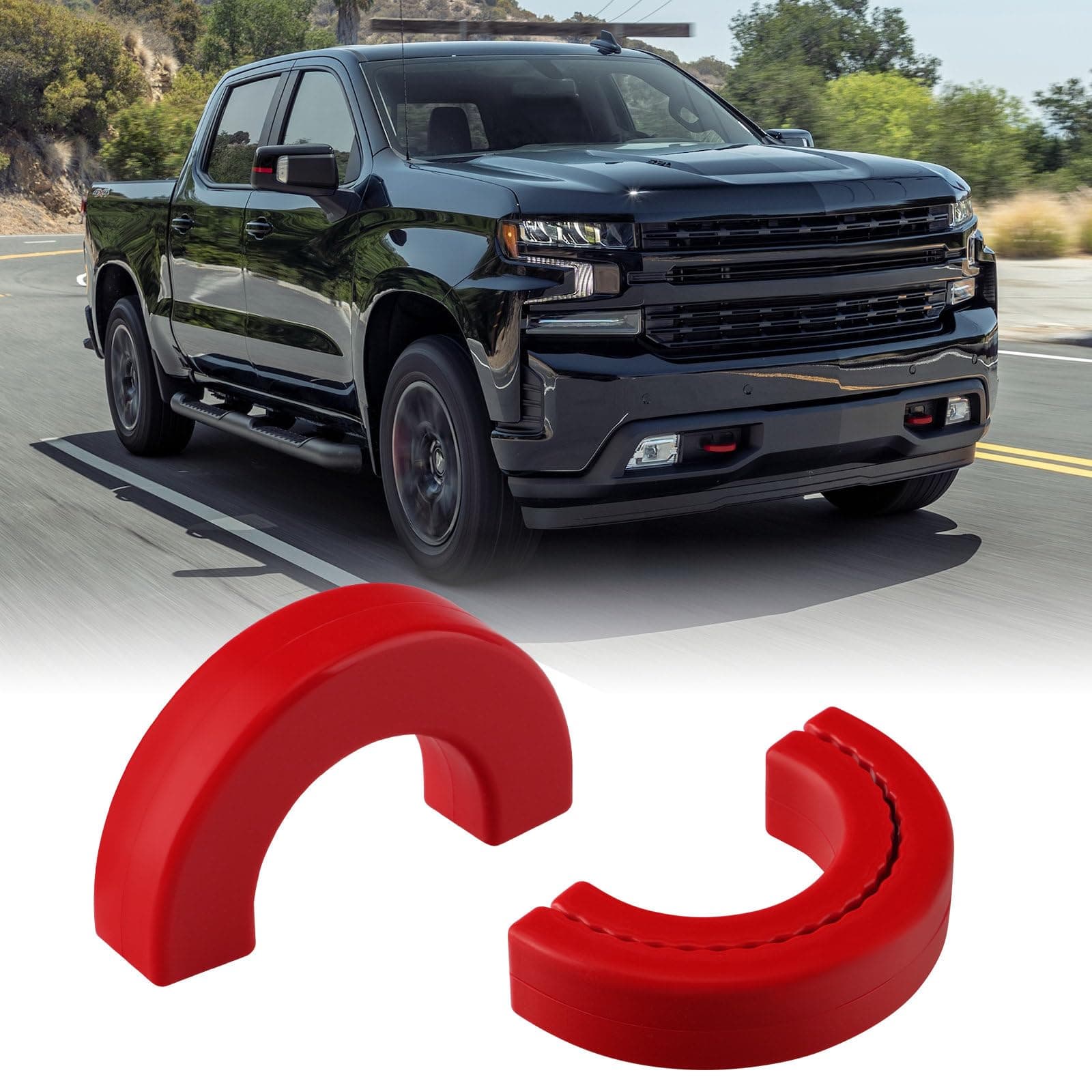 Tow Hook Covers Fit for Chevy Silverado 1500 2007-2024, Hitch Cover Front Customized Car Tow Hooks Compatible with Chevrolet Silverado 1500 Accessories 2007-2024 (Red)