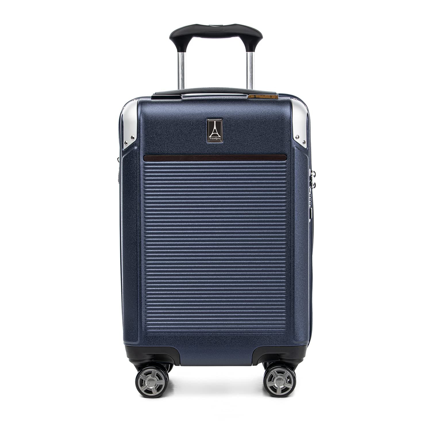 Platinum Elite Hardside Expandable Suitcase, 8 Wheel Spinner, TSA Lock, Hard Shell Polycarbonate Suitcase, True Navy Blue, Compact Carry on 56x36x23 cm