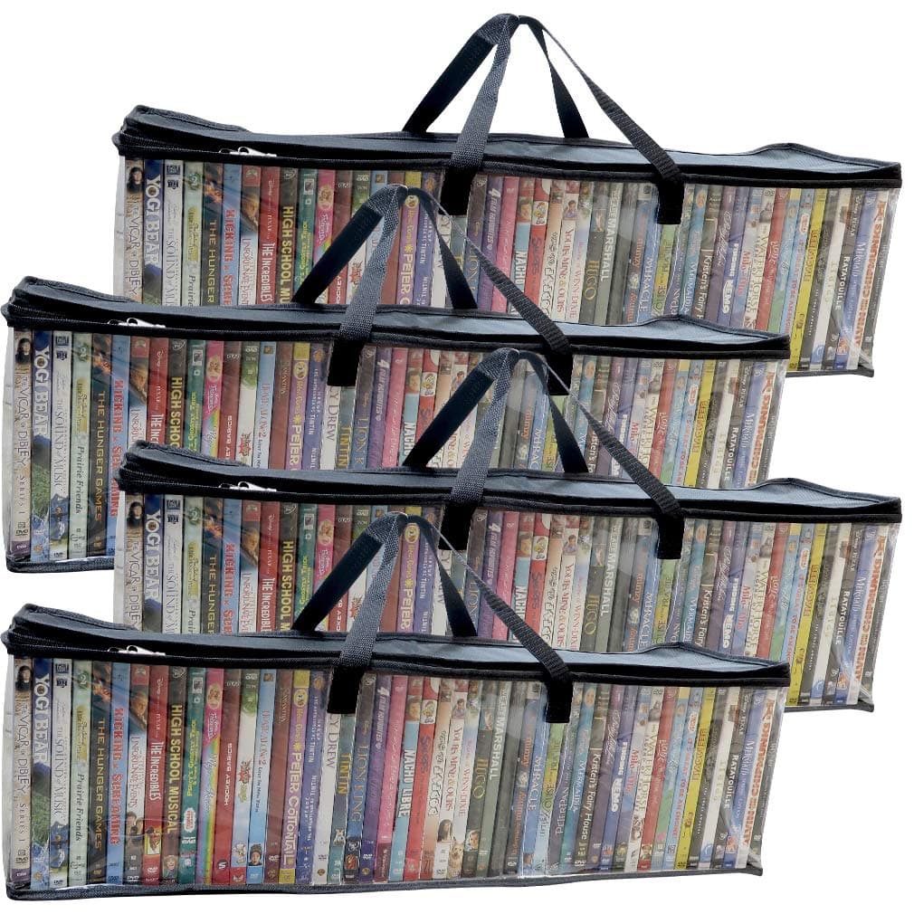 EvelotsDVD/BlueRay/Video-Storage Bag-New Model-Clear-Handle-Hold 200 Total-Set/4