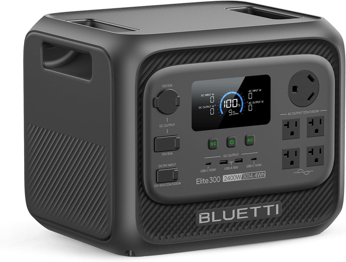 BLUETTI Elite 300 Portable Power Station, 3014Wh LiFePO4 Battery Backup, 2400W Solar Generator (4800W Surge), 3kWh Compact Emergency Home Power & RV Outdoor Power with TT-30 RV Port & 12V/30A DC