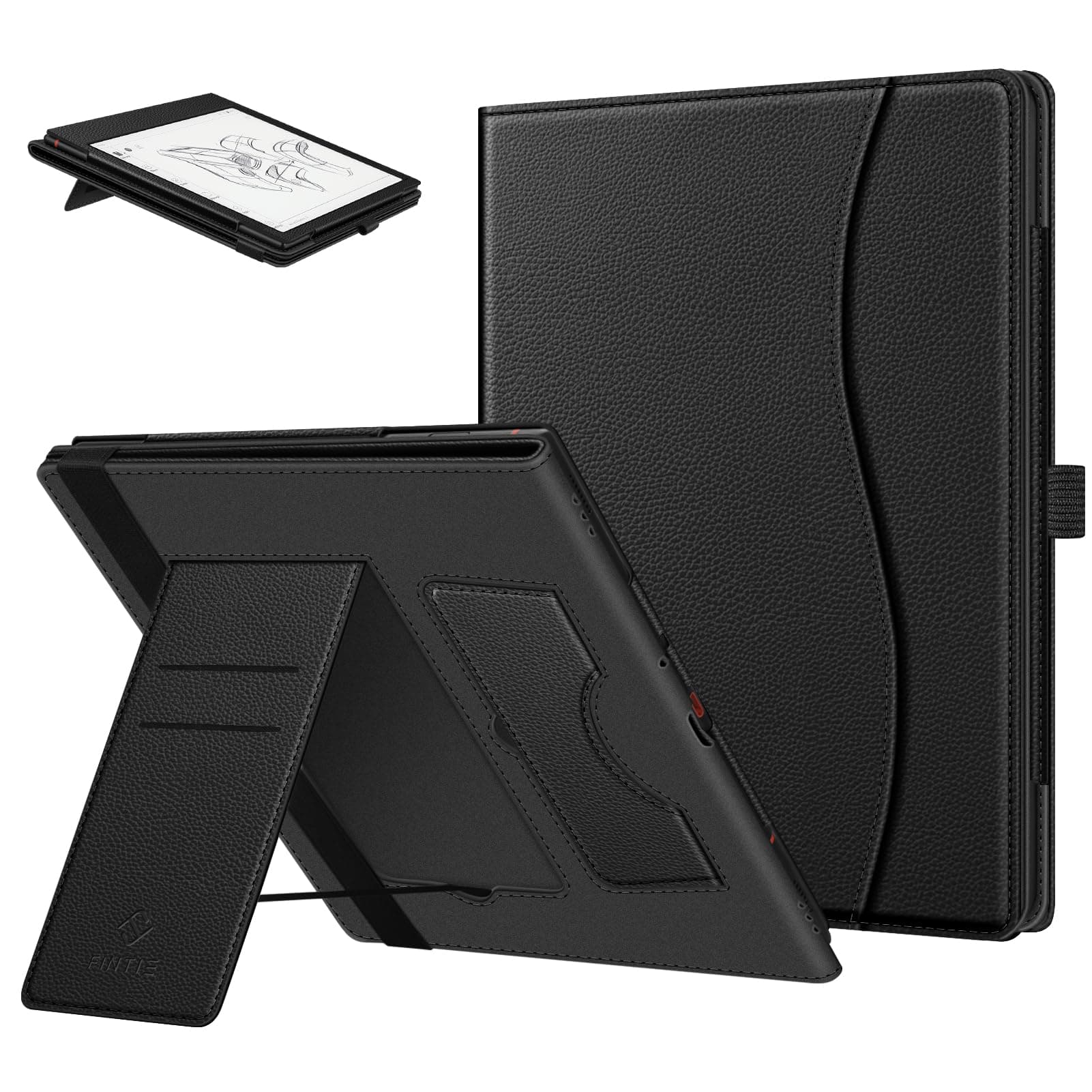 Case for 10.3" Boox Note Air 5 C (2025)/ Note Air4 C (2024)/ Note Air3 C/ Air3 B/W (2023) Tablet ePaper -Premium PU Leather Stand Cover Auto Sleep/Wake with Card Slot & Pen Holder, Black