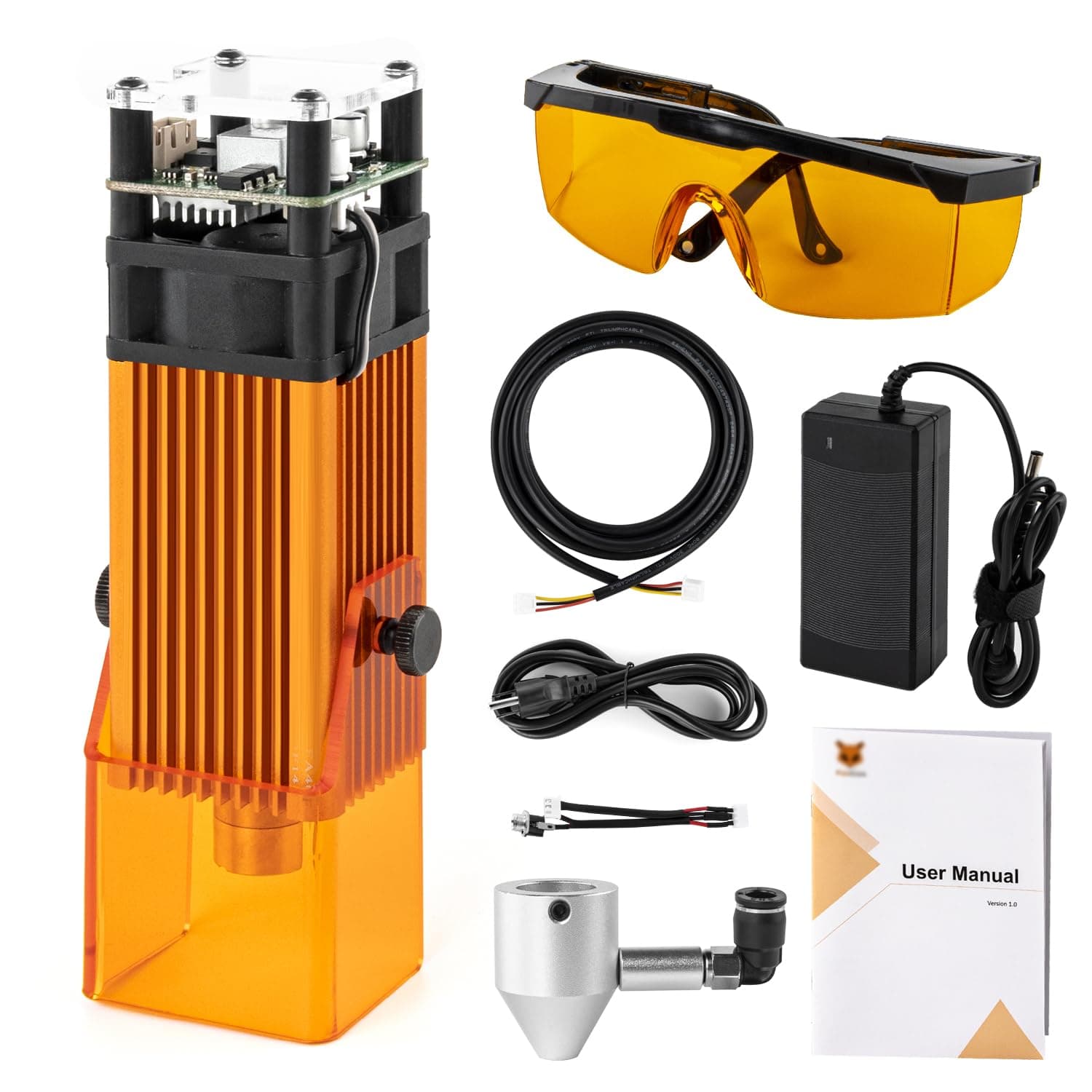 FA40W Fixed Focus Class 4 450nm PWM TTL Engraver Module for FoxAlien Masuter 4040, Masuter Pro, 4040-XE, WM3020, XE-PRO, Vasto Series CNC Engraving Machine (10000mW Optical Output)