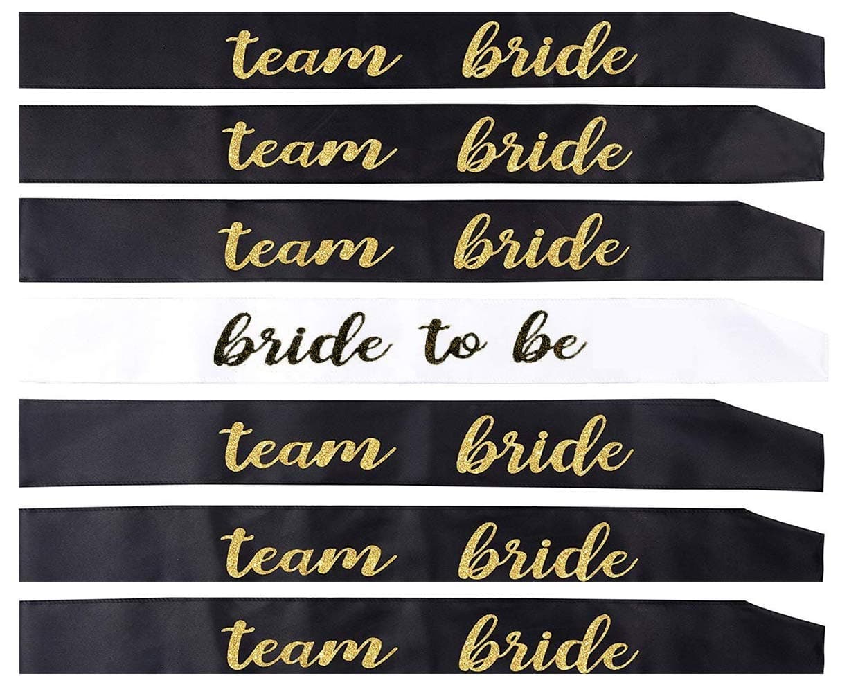 Bachelorette Sashes, Shellvcase 7Pcs Bride and Bridesmaids Sash Set,Bride Bachelorette Party Sash, Unique Sash for Bride and Bridesmaid Gift, Bonus 14 Pins