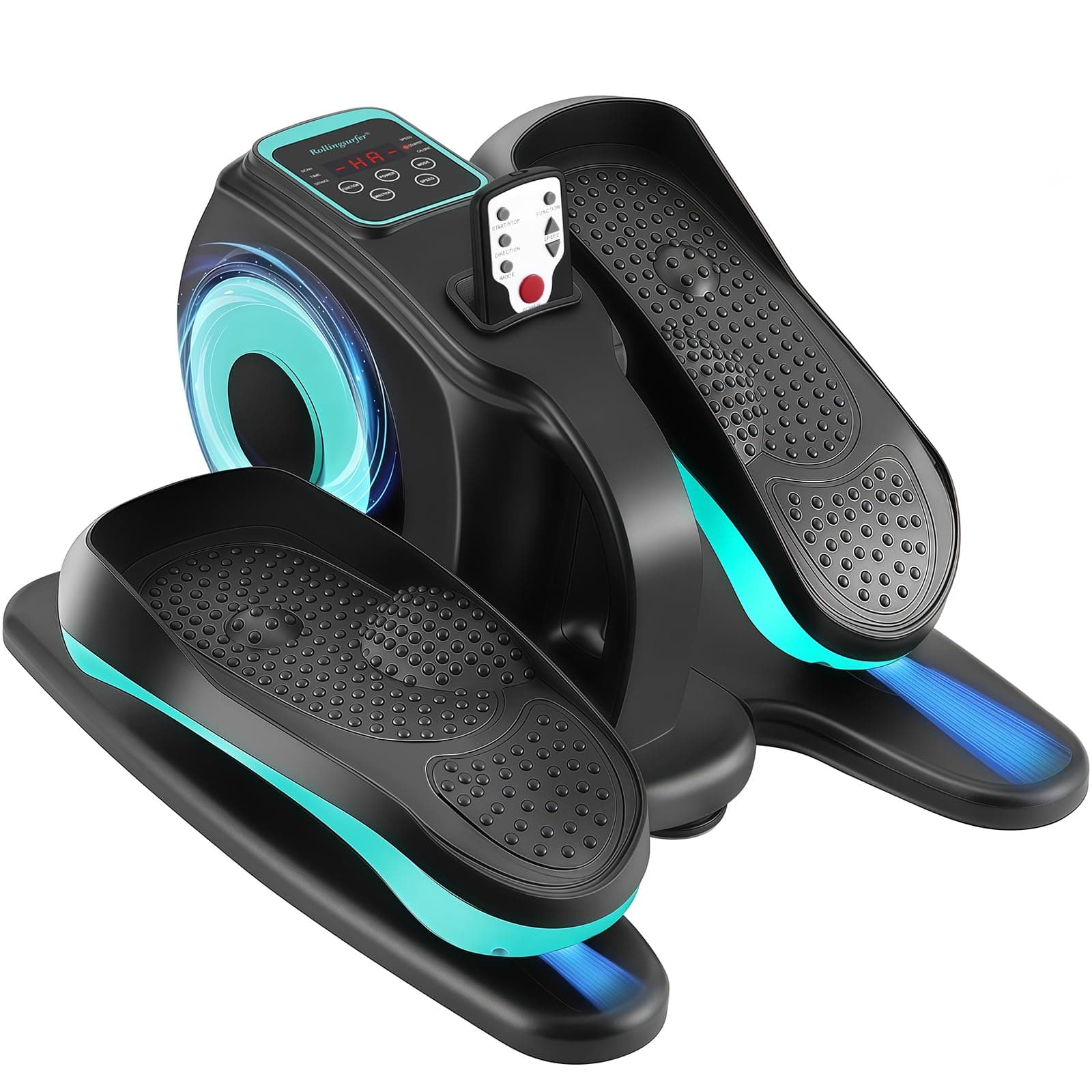 Rollingsurfer Under Desk Elliptical Machine, Electric Elliptical Trainer with LCD and Remote Control, Portable Seated Pedal Leg Exerciser for Seniors Adults