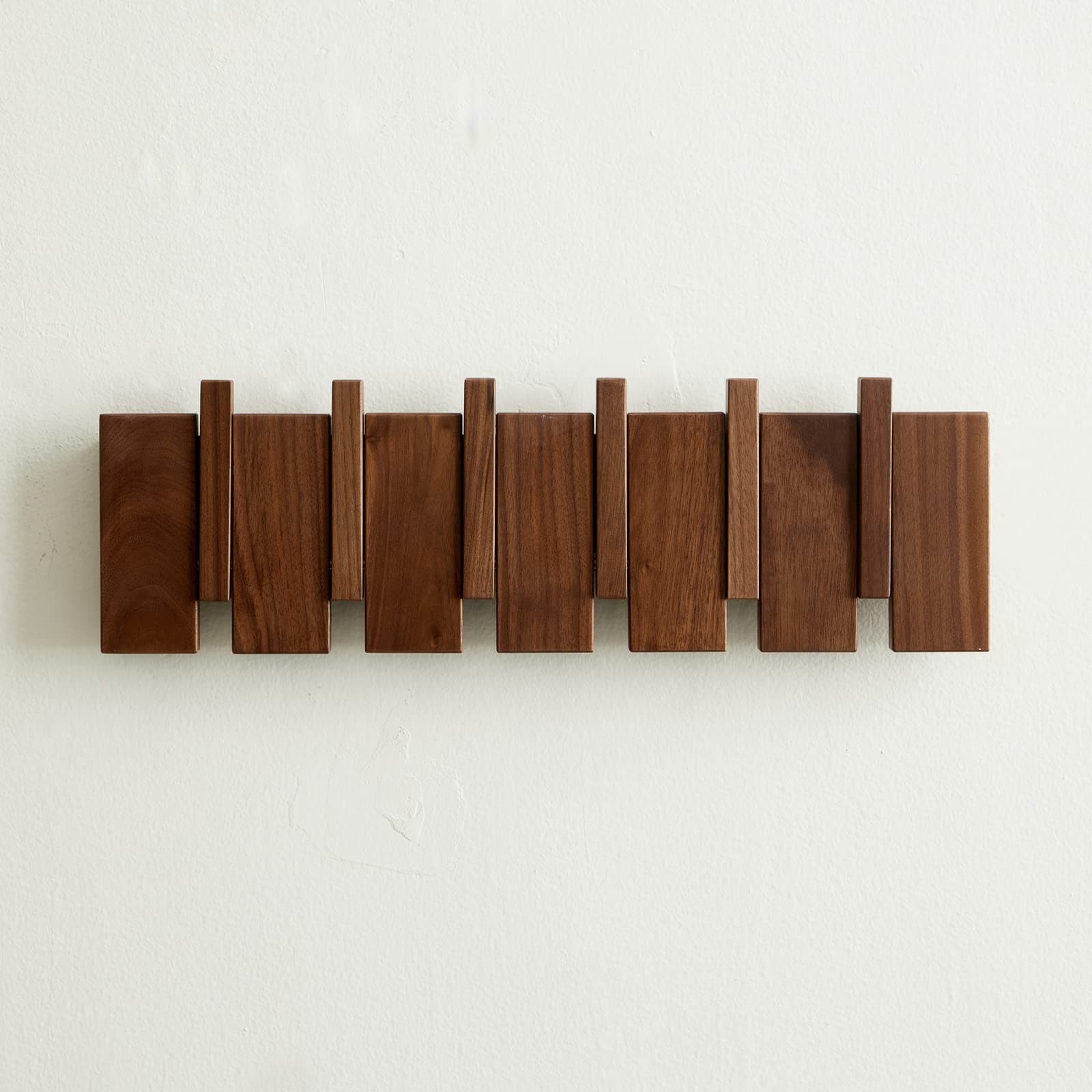 Wood Coat Rack Wall Mount, Coat Hooks Hanger Wall Mounted, Heavy Duty Wall Coat Rack with 6 Hooks for Hanging Coats/Keys/Hats/Robe&Towels/Plants/Bags, Walnut, WNWH06