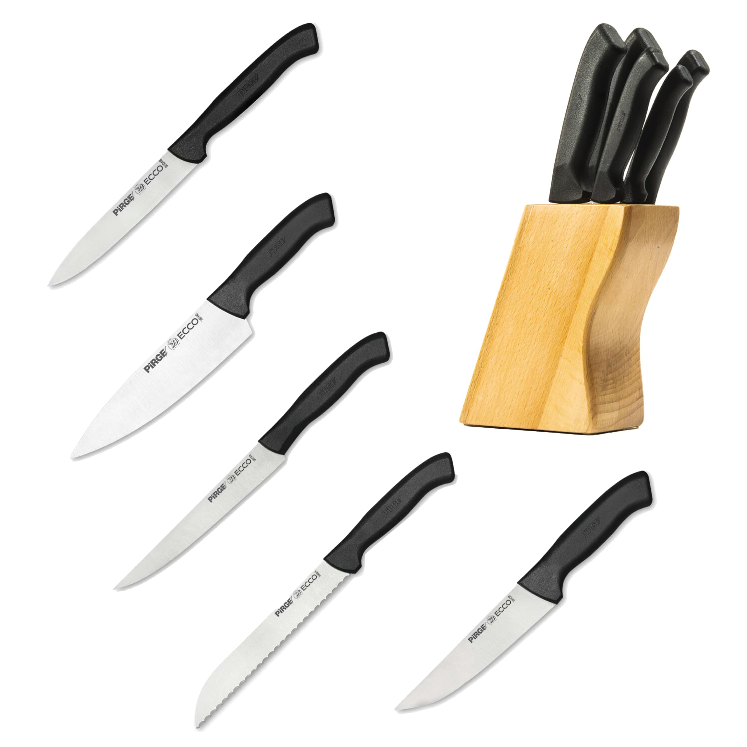PirgeKitchen Knife Set 5 Pcs - Razor Sharp German Steel Chef Knives - High Carbon Stainless Steel, Professional Quality Since 1879, Knife Set with Block pirge