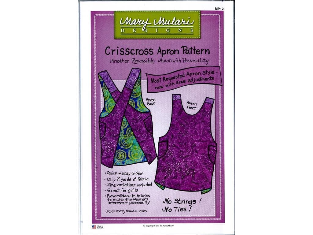 Mary's Productions Crisscross Apron Sewing Pattern - Beginner-Friendly, Reversible, Adjustable, No-Tie Design – Easy-to-Follow Instructions for Craft & Kitchen Apron