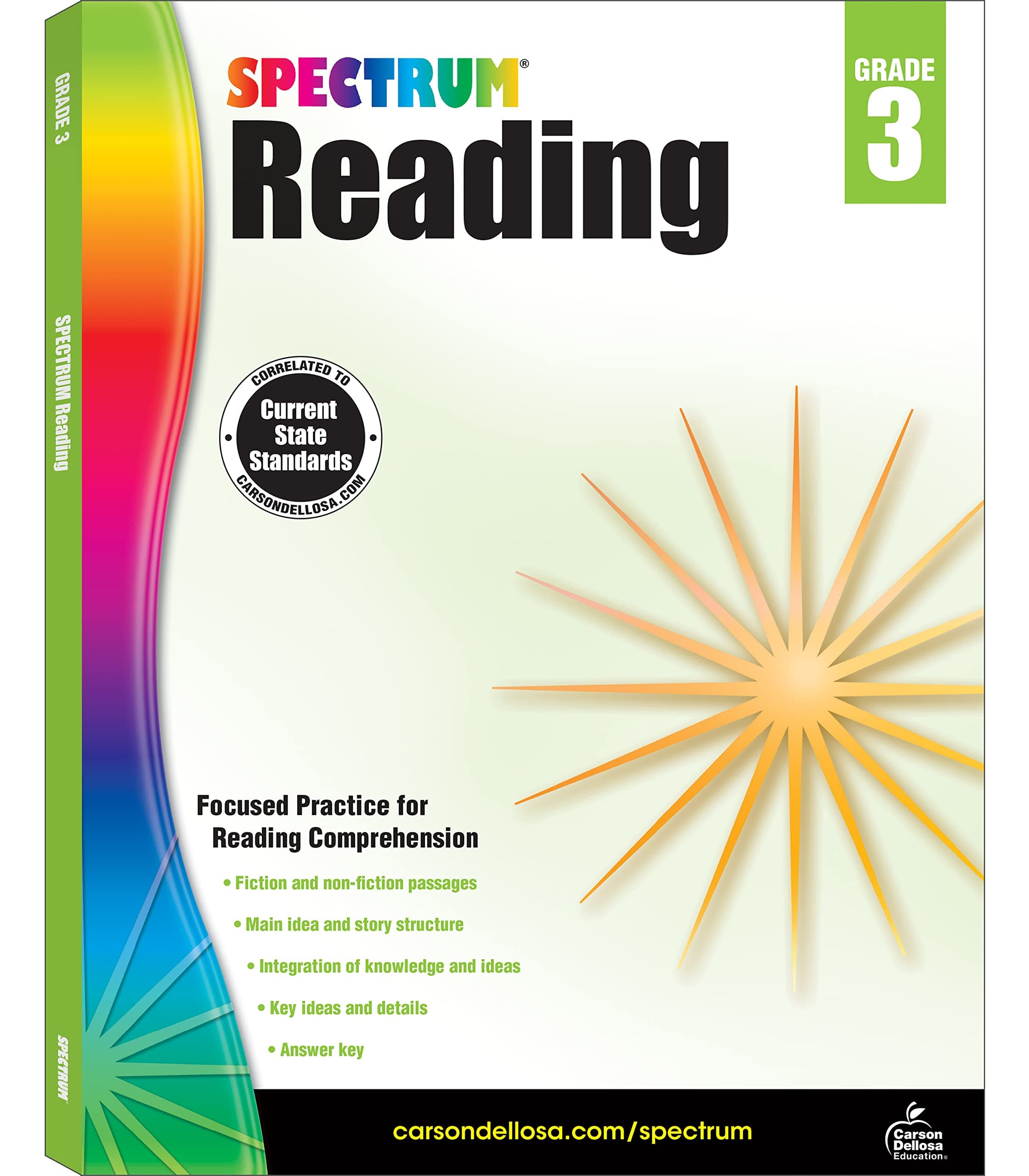 Spectrum Reading Comprehension 3rd Grade Workbooks, Nonfiction and Fiction Passages, Main Idea, Story Structure, and More, Classroom or Homeschool Curriculum