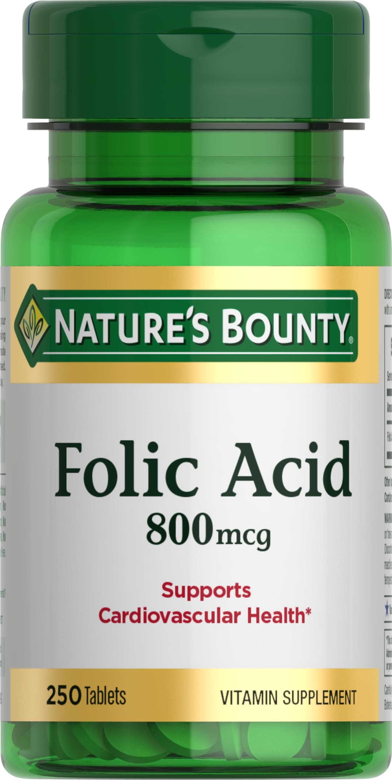 Folic Acid 800 mcg Tablets Maximum Strength 250 ea