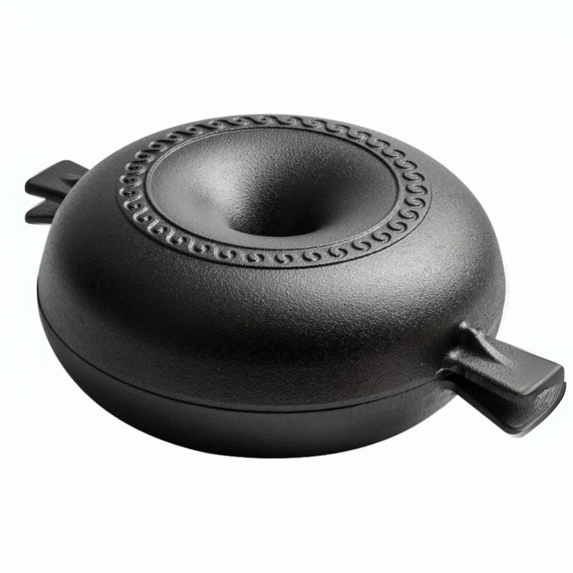 HomeEssentials Cast Iron Roaster & Garlic Baker Set - Non-Stick Grill Pot | Sweet Potato Pot | Cast Iron Garlic Roaster for Kitchen | BBQ, Picnic | Rust Resistant | Griller | Stone Pot, 22cm (Black)