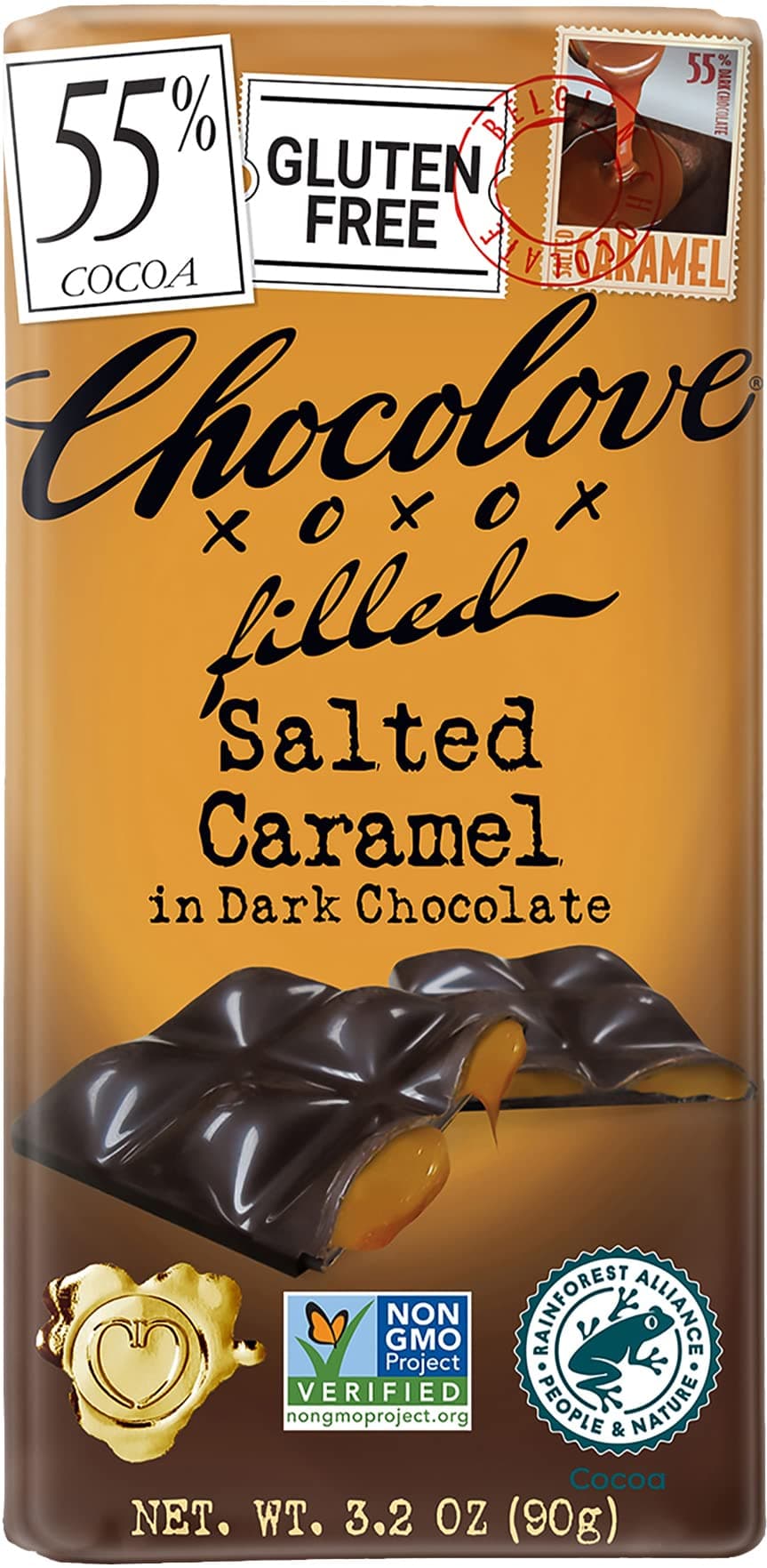 CHOCOLOVE Salted Caramel Dark Chocolate Bar, 3.2 OZ