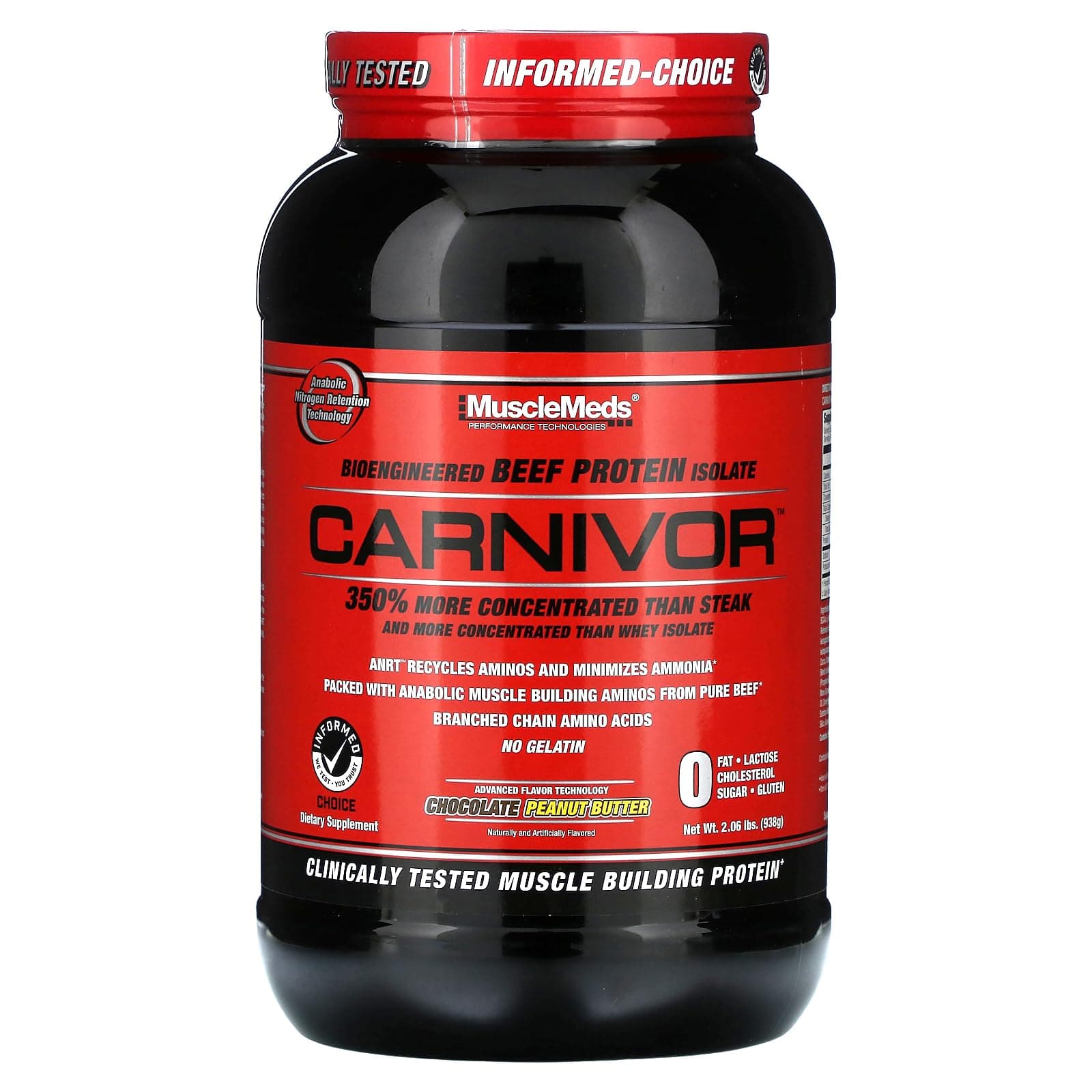 Carnivor Beef Protein Isolate Powder, 23 Grams Protein, 0 Fat, 0 Sugar, 0 Cholesterol, Lactose Free, Chocolate Peanut Butter, 2.2 Pound, 28 Servings