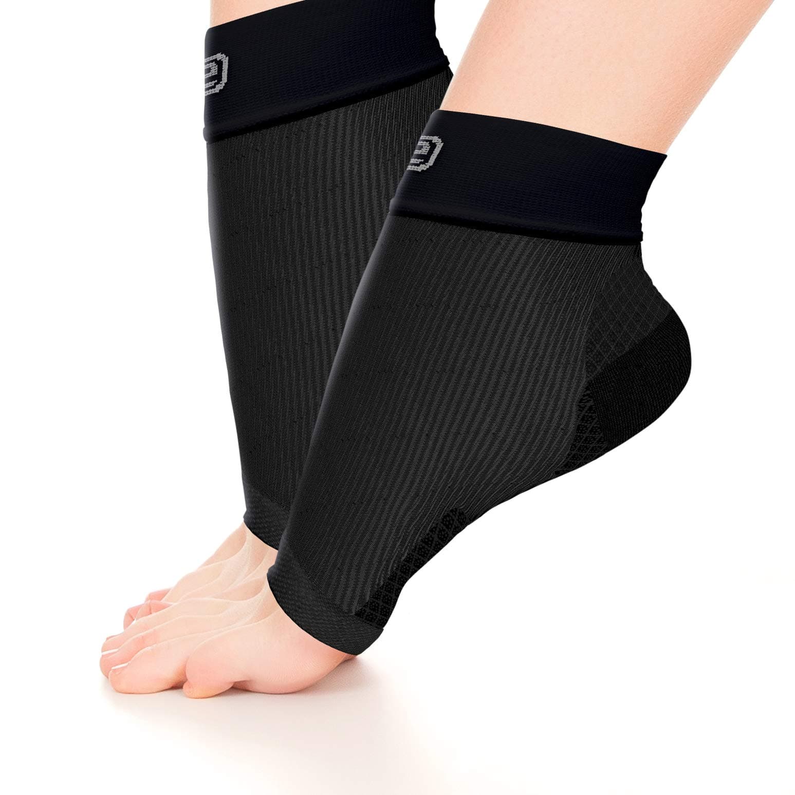Go2SocksGo2 Arch Compression Support Sleeves for Heel Spur Relief, Gout, Neuropathy, Sports Injury, Men & Women Relief Socks (Solid Black, Medium)