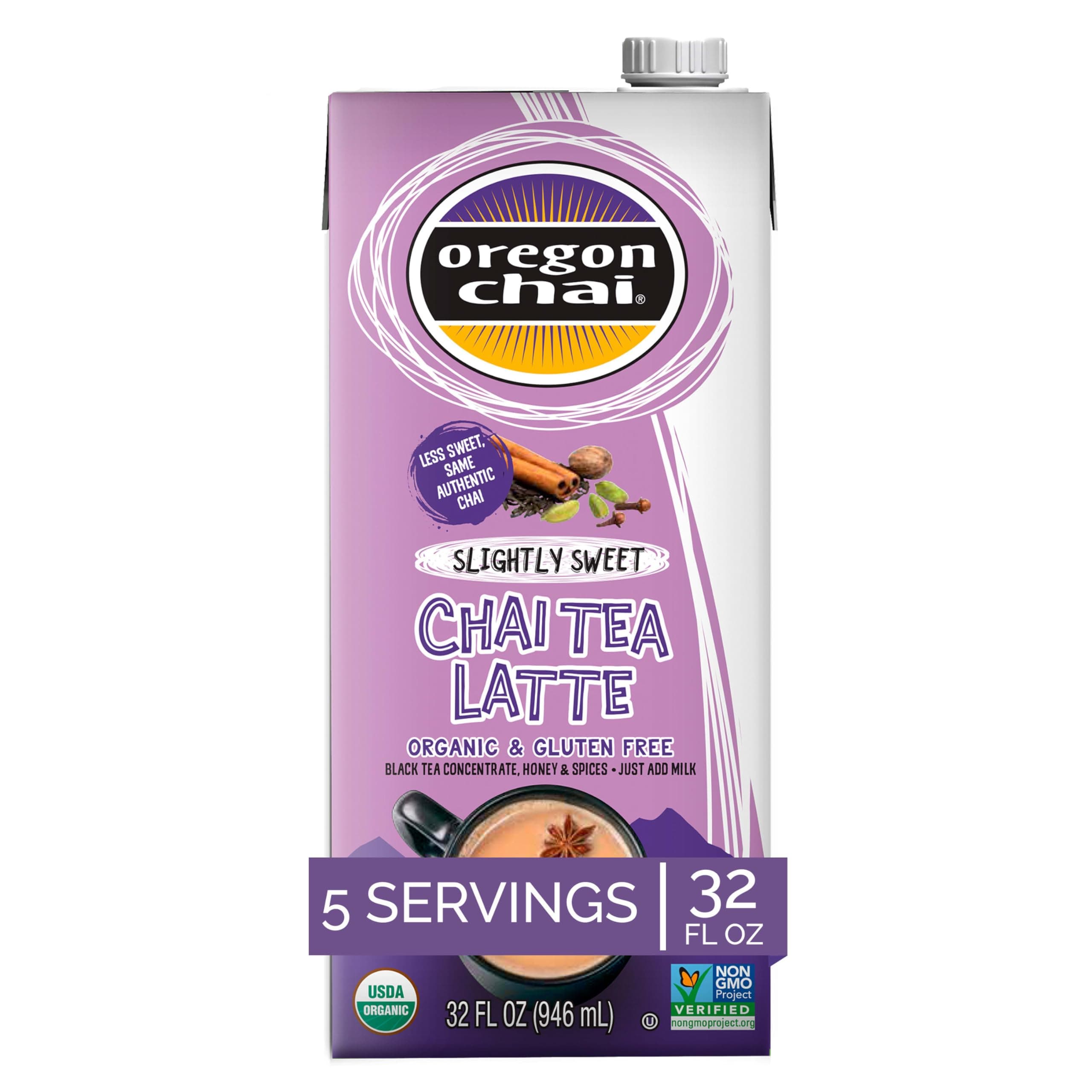 Oregon Chai Original Chai, Slightly Sweet, 32 oz