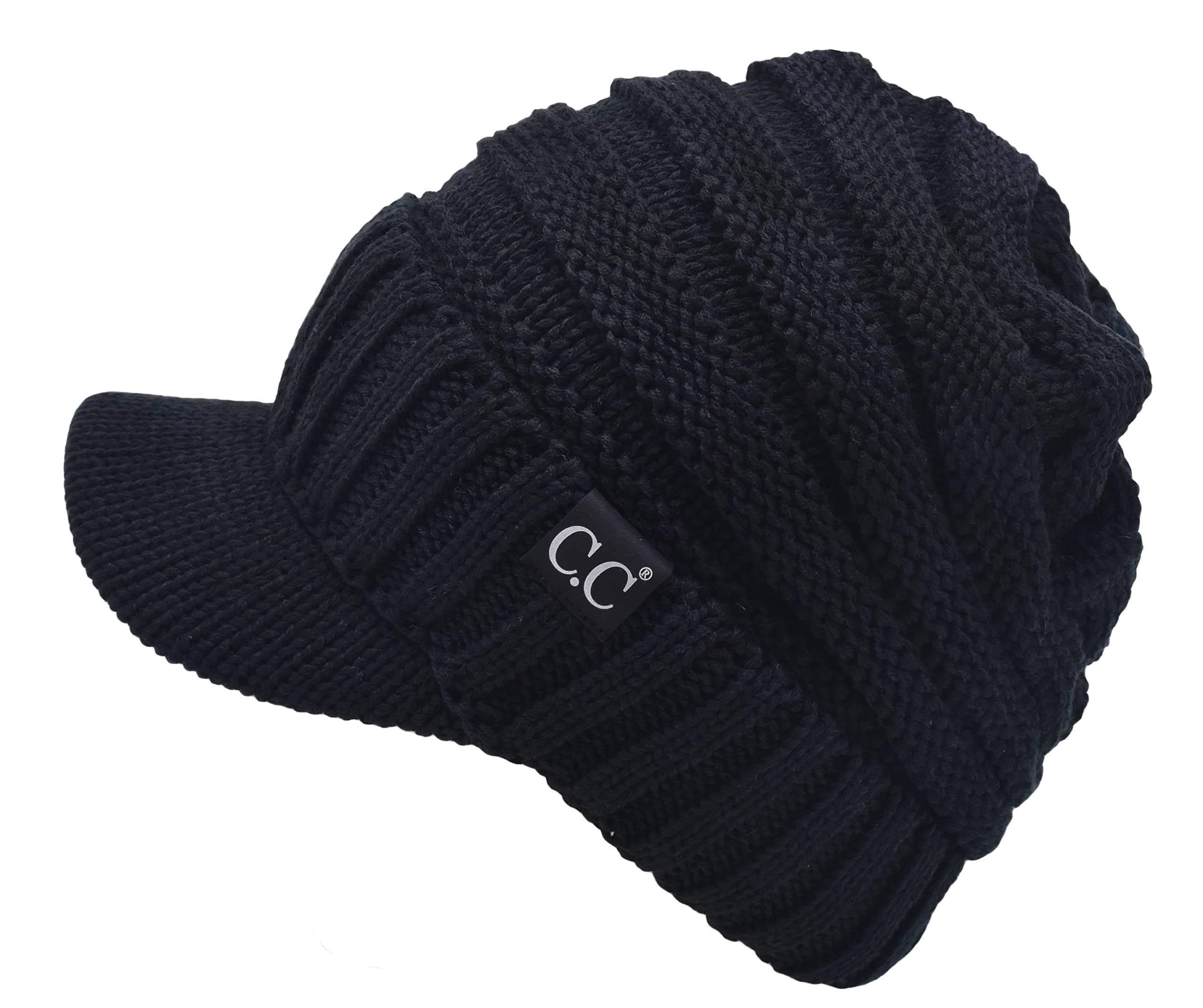 C.C Trendy Warm Oversized Chunky Soft Oversized Ribbed Slouchy Knit Hat with Visor Brim