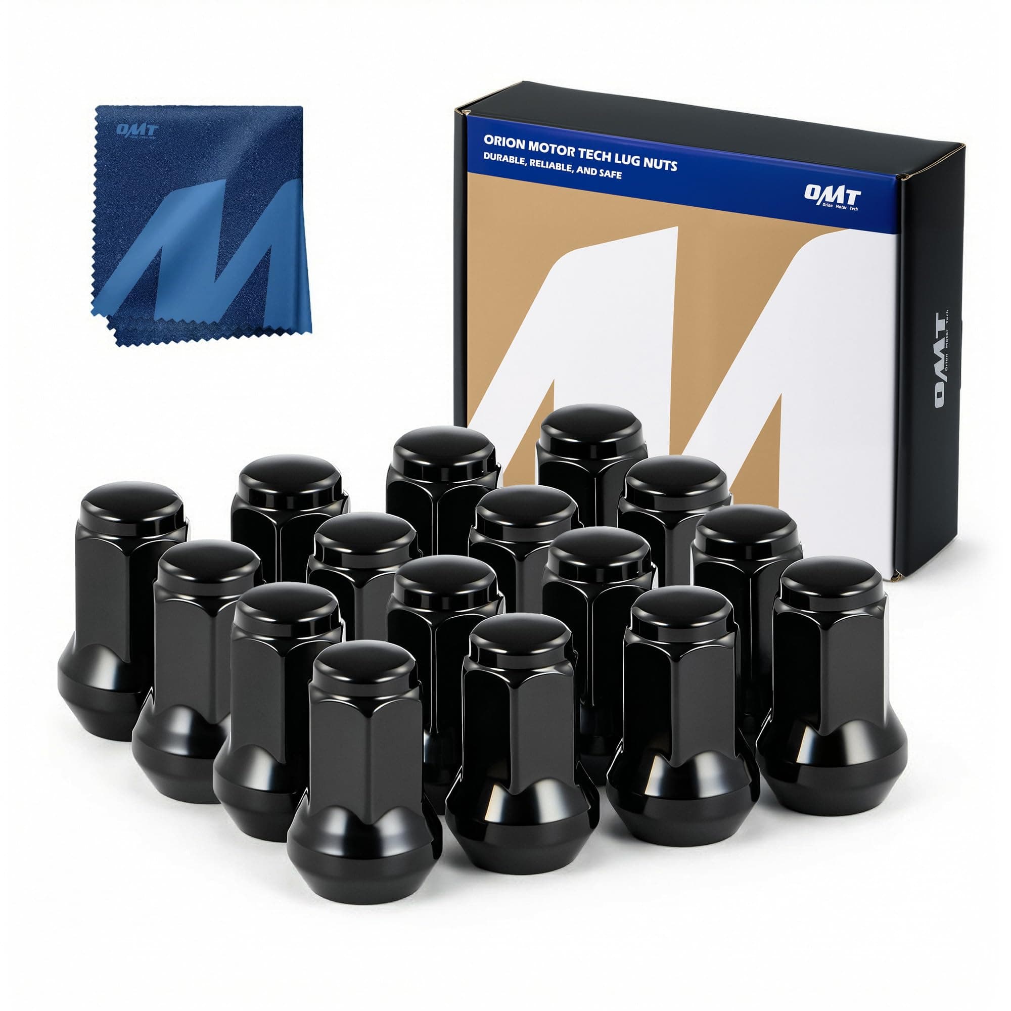 Orion Motor Tech 3/8"-24 Lug Nuts, ATV Cone Seat Lug Nuts 3/8x24 Thread Size Wheel Lug Nuts Compatible with Polaris Ranger 700 RZR 900xp 800 S 570 and More, Set of 16, Black