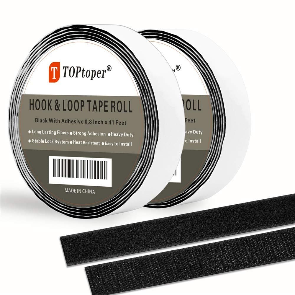 41 Feet Self Back Adhesive Tape Roll by TOPtoper Hook and Loop Strips 0.8 Inch (Black)
