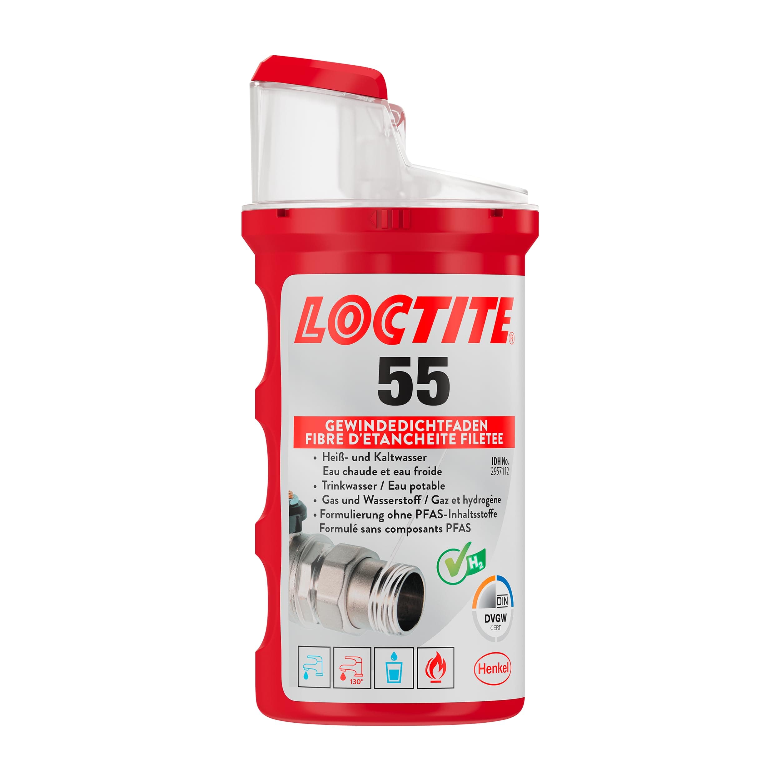 LOCTITE 55, Thread Sealing Thread for Quick Seal, Thread Seal for Pipe Threads and Fittings, for Threads Made of Metal and Plastic, 1 x 160 m