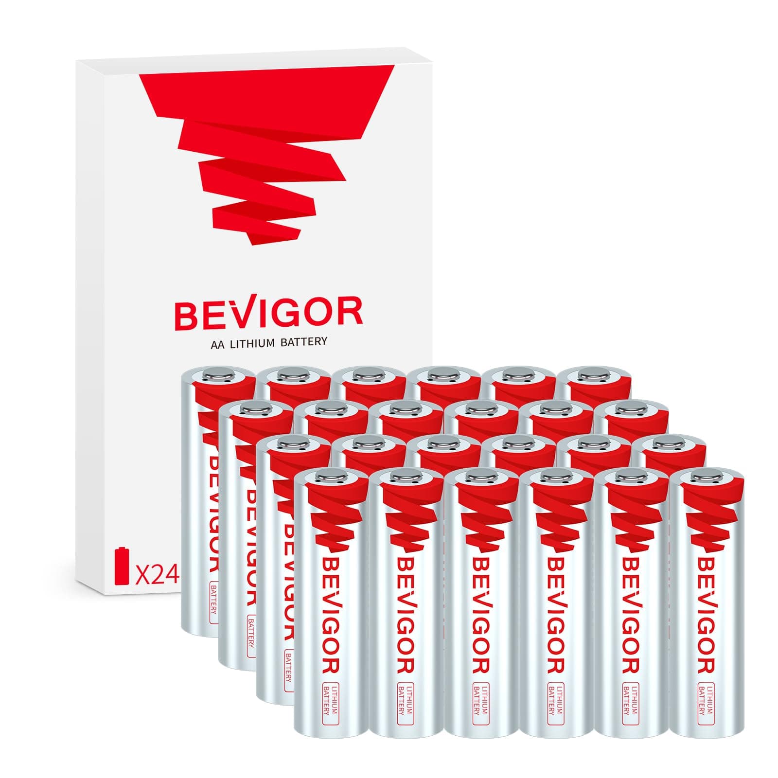 BEVIGOR Lithium AA Batteries 24 Pack, Long Lasting 1.5V 3000mAh AA Battery, 20-Year Shelf Life Lithium Batteries for Blink Camera, Flashlight, Microphone, Alarm System【Non-Rechargeable】