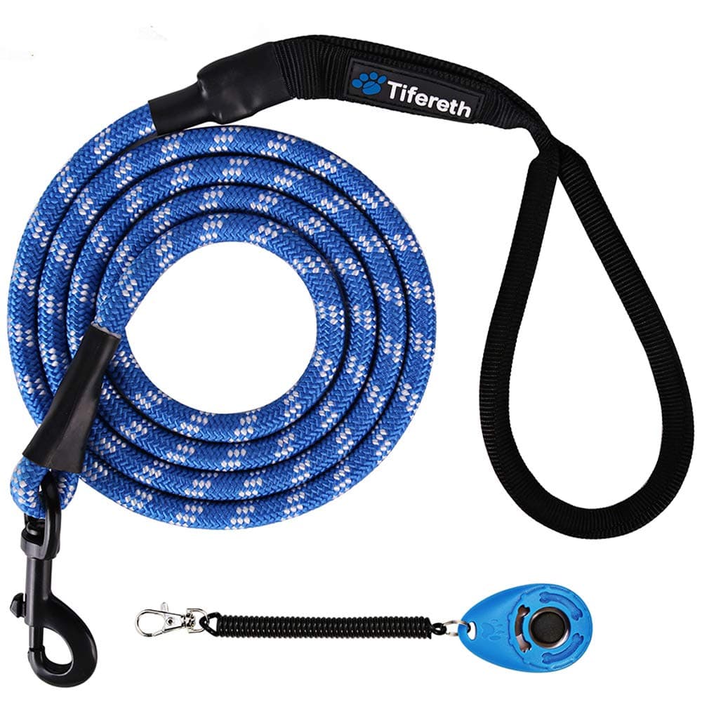 Tifereth Rope Medium-Large 6ft-4ft Dog-Leash - Strong Big Heavy Duty Climbing Rope Leash with Soft Padded Handle for Medium to Large Dogs