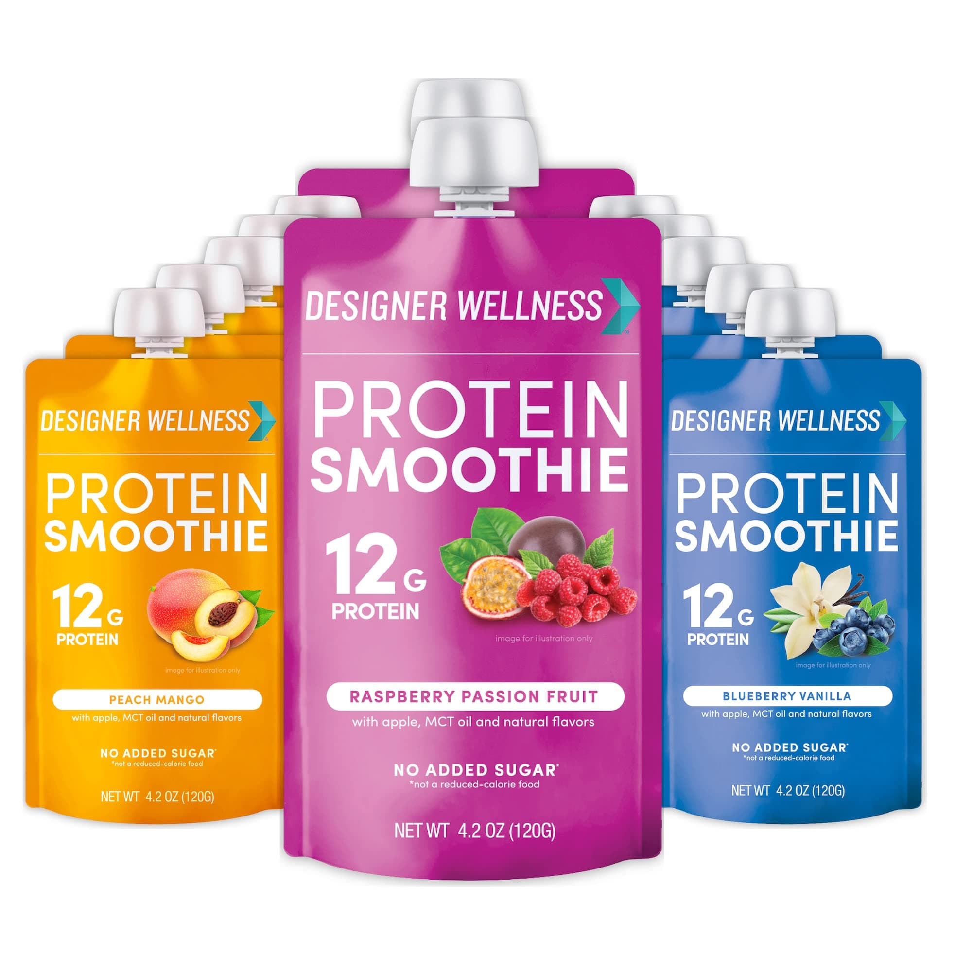 Protein Smoothie, Real Fruit, 12g Protein, Low Carb, Zero Added Sugar, Gluten-Free, Non-GMO, No Artificial Colors or Flavors, Super Fruits Variety Pack, 12 Count