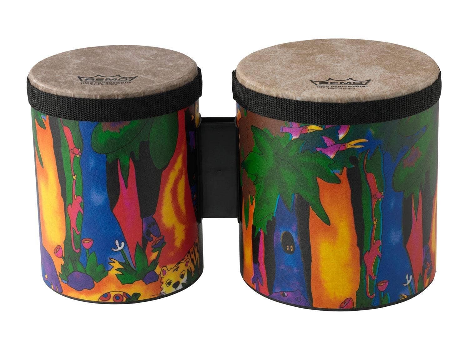 KD-5400-01 Kids Percussion Bongo Drum - Fabric Rain Forest, 5"-6"
