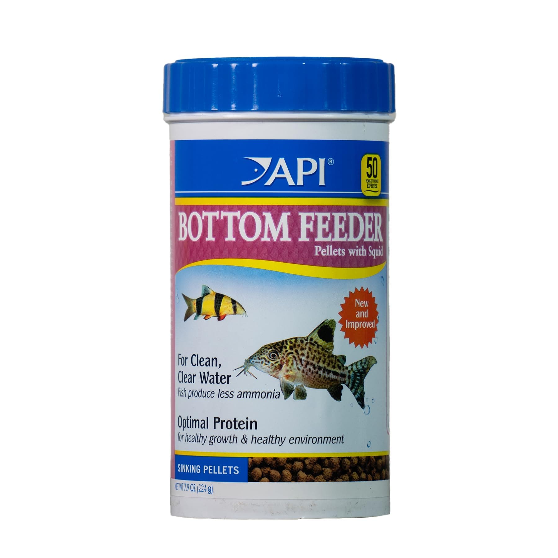 API BOTTOM FEEDER SHRIMP PELLETS Fish Food 7.9-Ounce Container