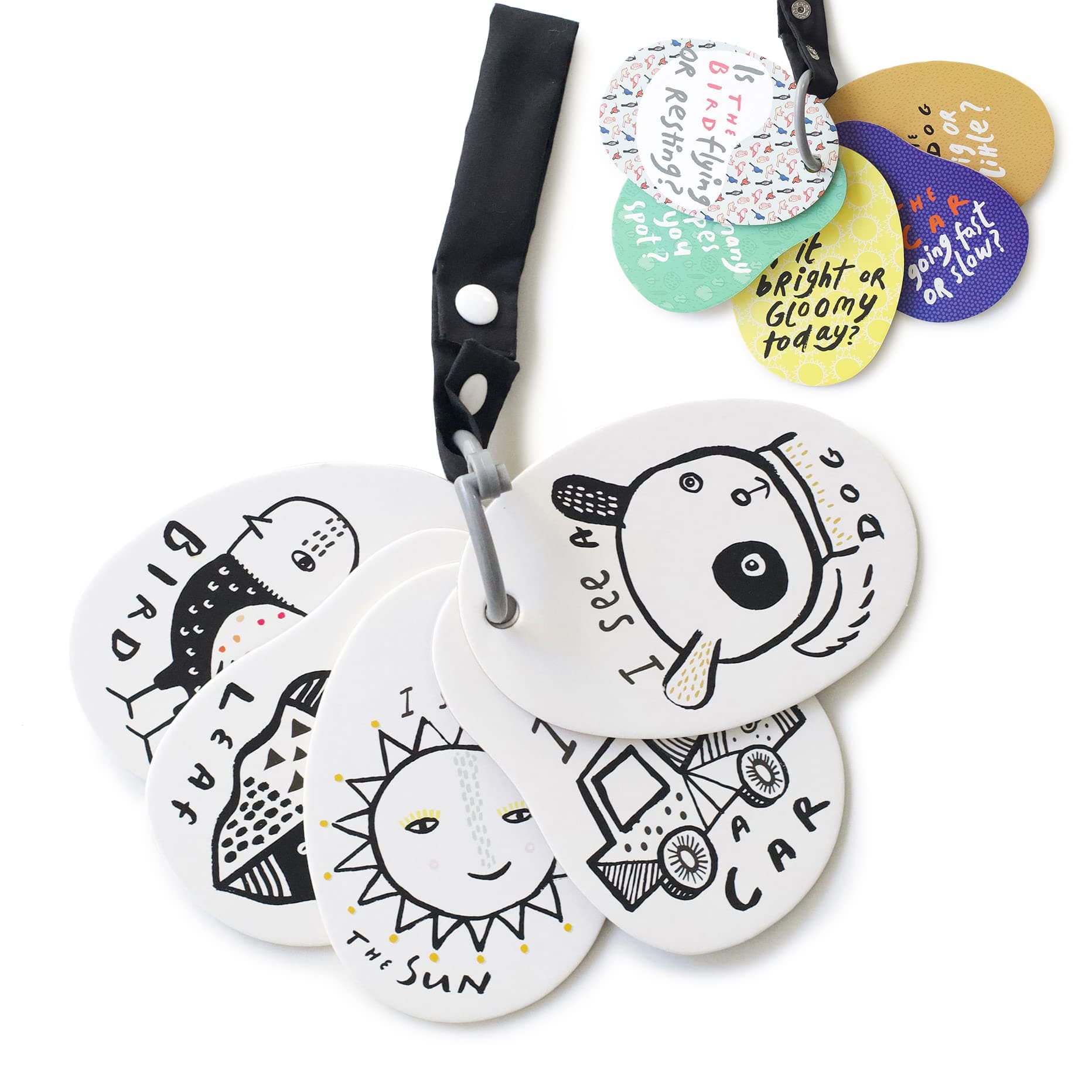 Stroller Cards - I See On a Walk - Identification Travel Activity for Babies and Toddlers, with Snap on Strap for Walks, Car Seat, Bag, Stroller