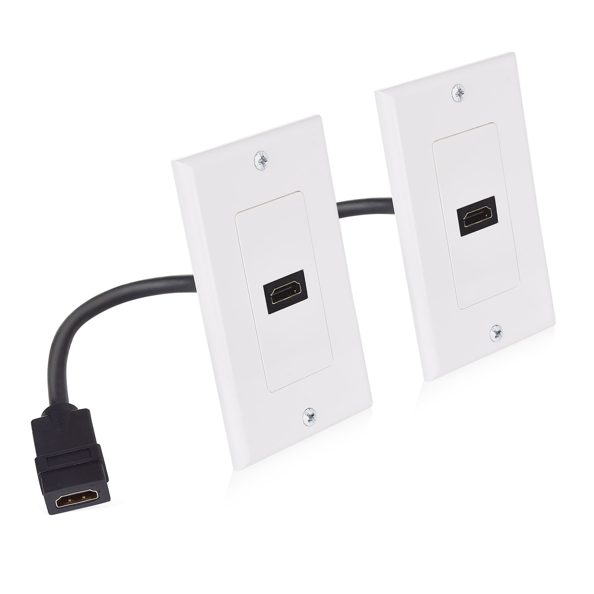 Cable Matters 2-Pack 1-Port HDMI Wall Plate White (4K UHD, ARC, Ethernet Pass-Thru Support)