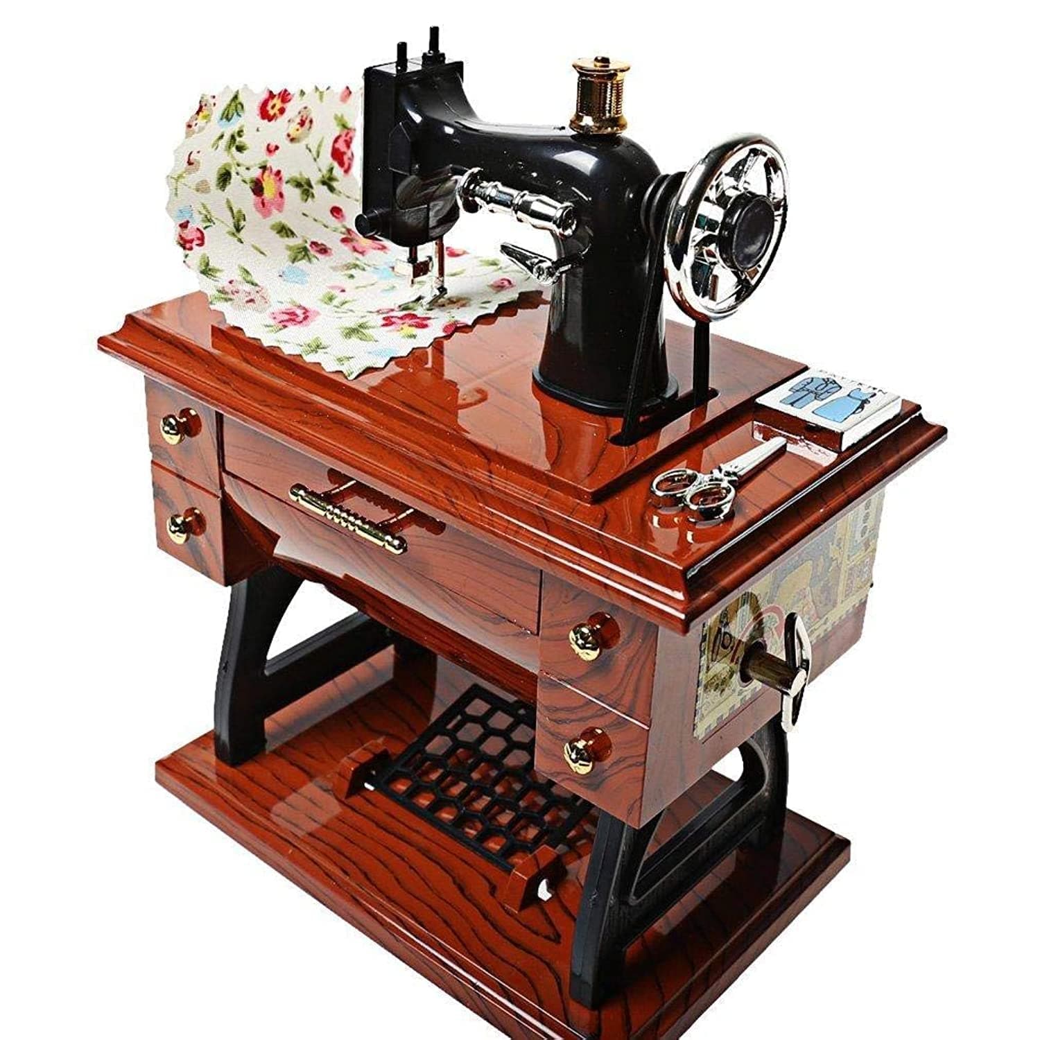 Vintage Mini Sewing Machine Style Plastic Music Box Table Desk Car Home Decoration Gift Toy for Kid Children