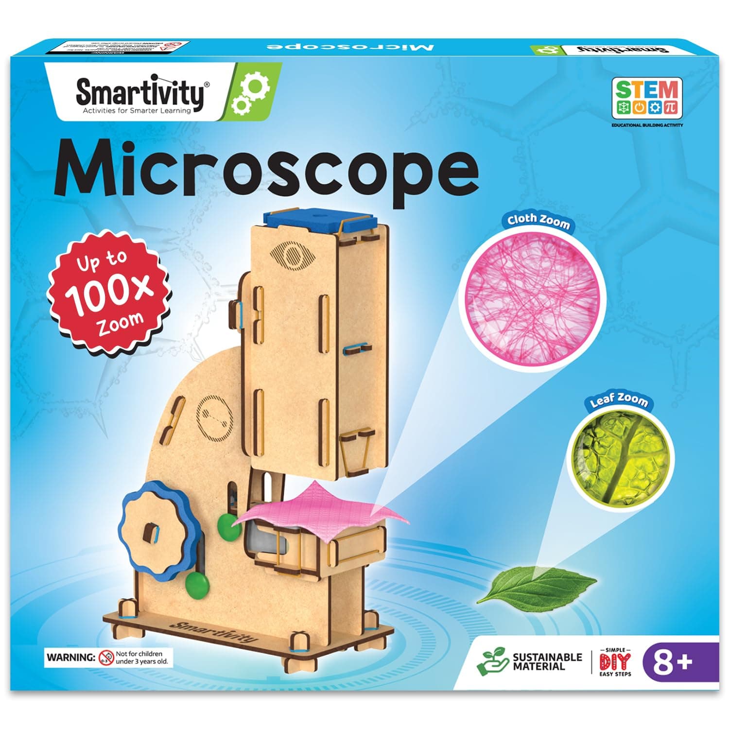 Microscope 100x Zoom STEM DIY Fun Game for Kids Age 8 to 14 Years Old Toy for Boys & Girls Age 8-10-12 | Science Based Education & Construction Activity Kit