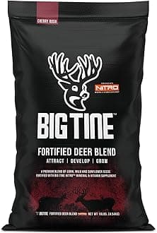 Big Tine Fortified Deer Blend, 10 lbs, Cherry Rush Flavor, Whole Grain Feed, Nitro Mineral Formula, Nutritious, Packed with Vitamins and Minerals, Supports Antler Growth, Gravity or Ground Feeding