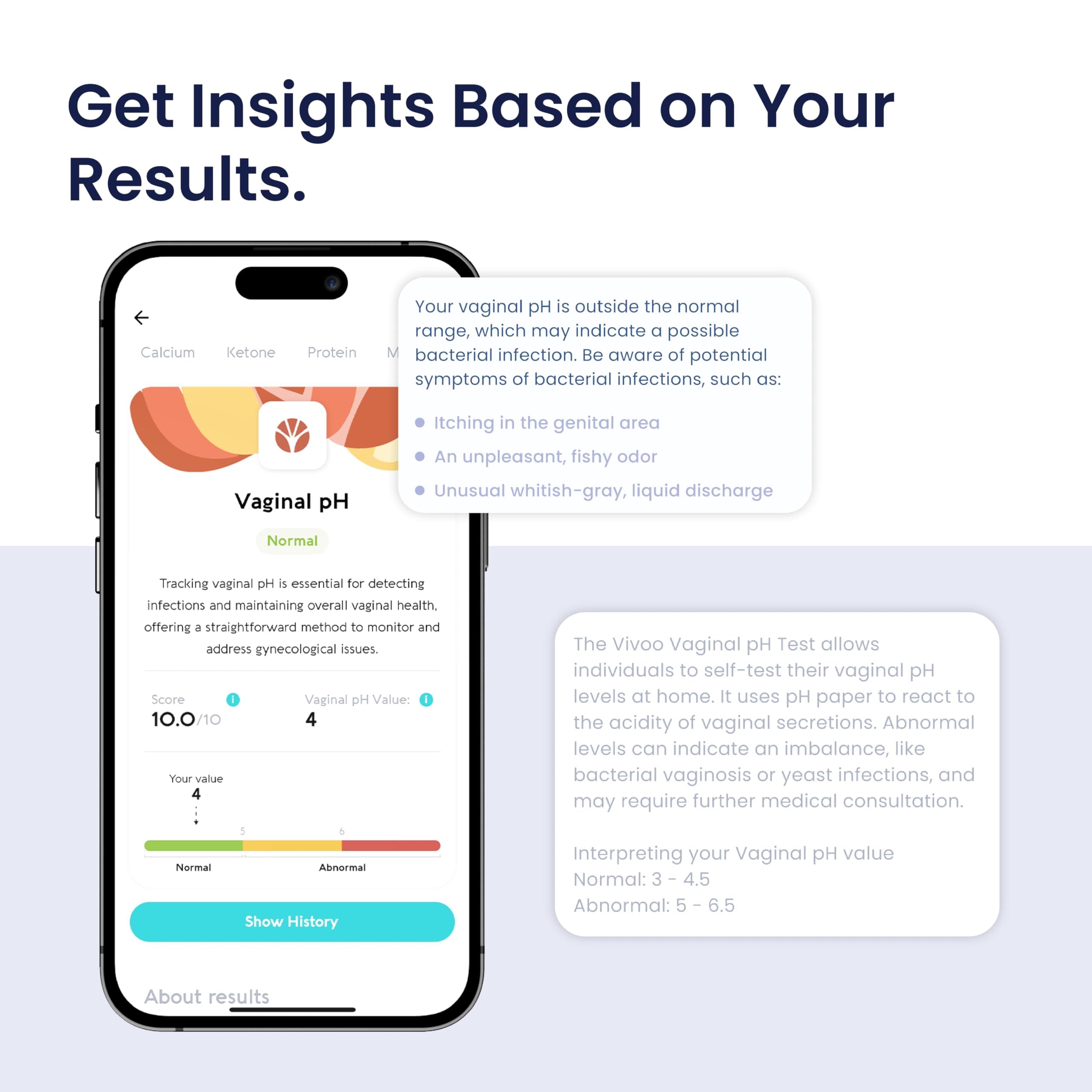 Vivoo Vaginal pH Test Kit – 30 at-Home Test Strips for Feminine pH Balance, BV & Yeast Infection Screening, 30-Second Results, Log & Track in Free Vivoo App, FSA/HSA Eligible