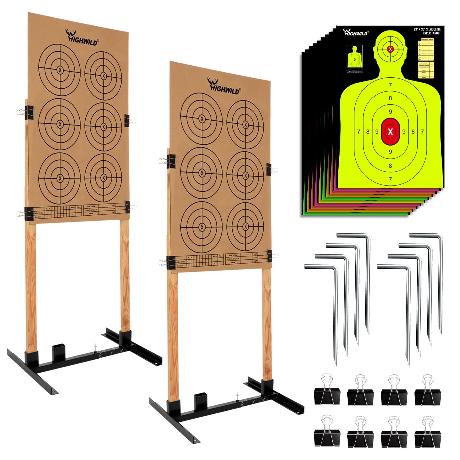Highwild Adjustable Target Stand Base for Paper Shooting Targets Cardboard Silhouette - H Shape - USPSA/IPSC - IDPA Practice - 13" X 16" Cardboard Targets