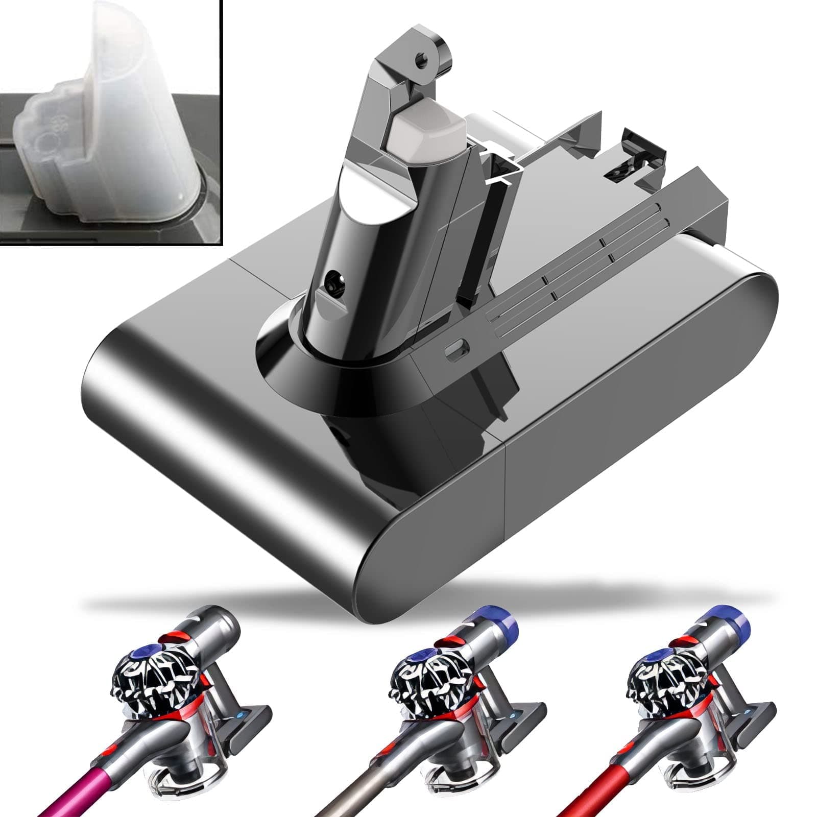 Replacement Battery for Dyson 21.6V for Dyson V6 SV04 DC58 DC59 DC61 DC62 DC72 DC74 595 650 770 880 vtc4, Absolute Animal Motorhead Slim SV03 SV04 SV05 SV06 SV07 SV09Handheld Vacuum Cleaner 3500mAh