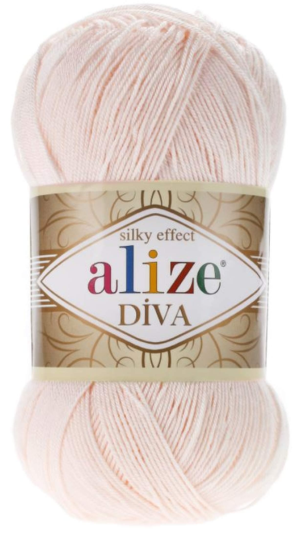 Diva Silk Effect 100% Microfiber Acrylic Yarn 1 Ball skeins 100gr 383yds Color (382 - Powder)