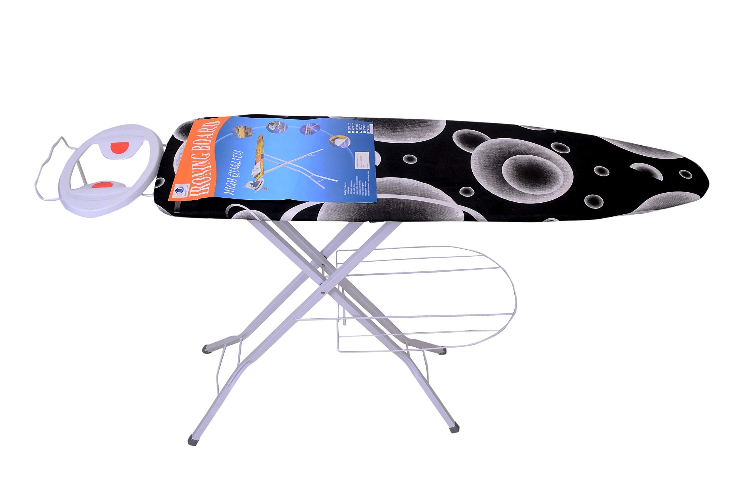 GALOPPIA Ironing Board with Press Holder, Foldable & Height Adjustable/Ironing Board with Clothes Tray and Multi-Function Ironing Table/Ironing Board Covers with Foam pad (48 x 13)